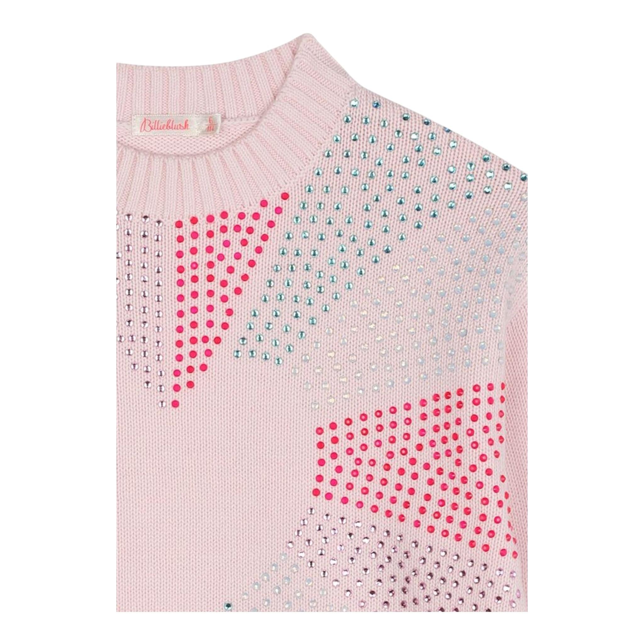 BillIEBLUSH maglia gircollo tinta unita con brillantini Rosa per Bambina U20464 ROSA BillIEBLUSH