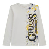 GUESS shirt girocollo tinta unita con stampa logo Bianco per Bambino L4YI36K8HM4 BIANCO GUESS
