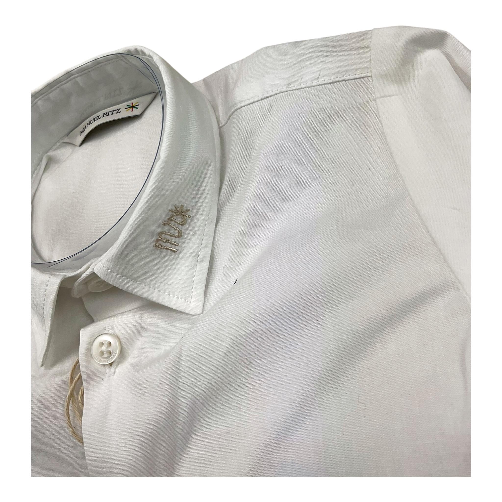 MANUEL RITZ camicia manica lunga tinta unita con ricam logo sul colletto Bianco per Bambino MR2265 BIANCO MANUEL RITZ