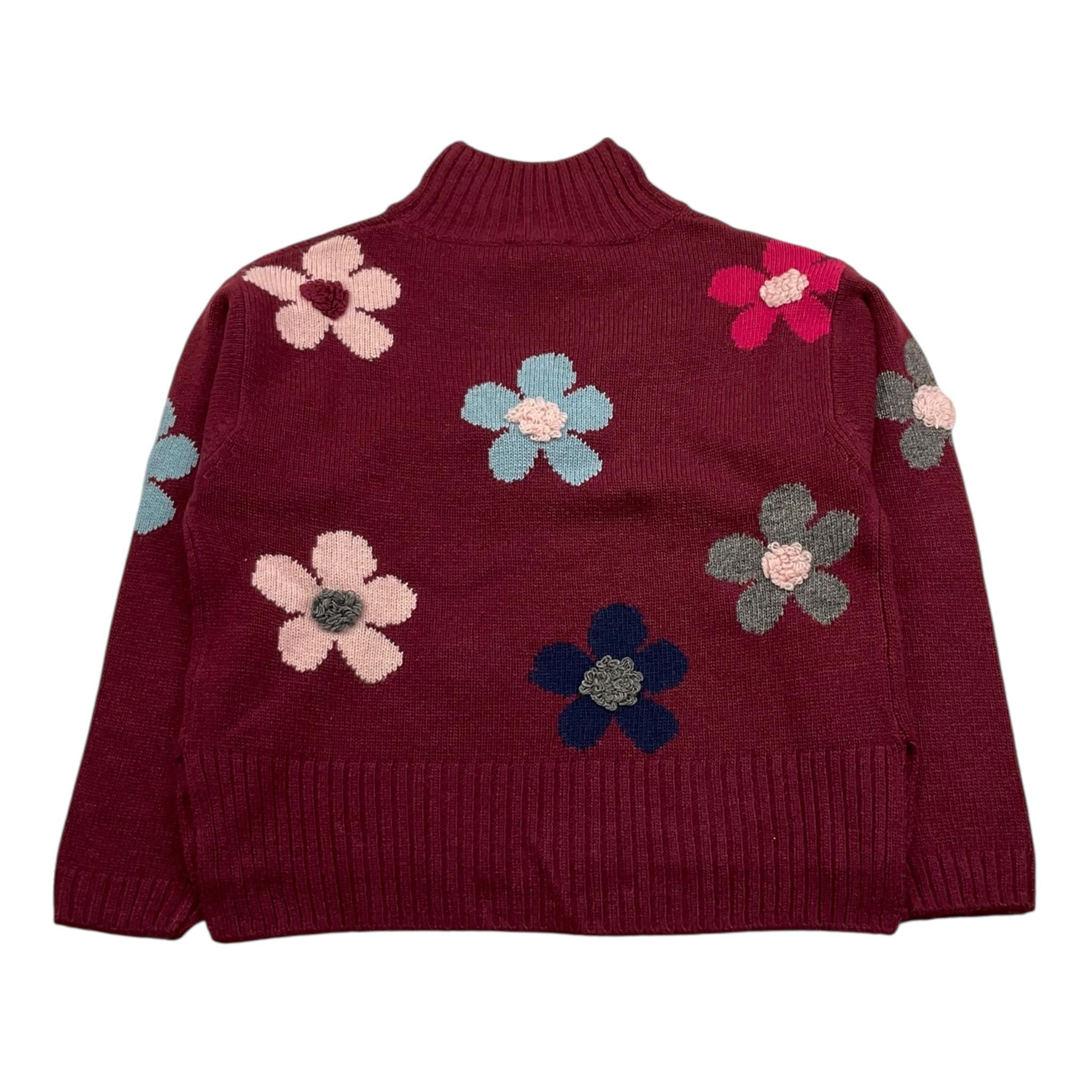 IL GUFO maglia girocollo tinta unita con ricami fiori Bordeaux per Bambina A24AMA471EM220 BORDEAUX IL GUFO