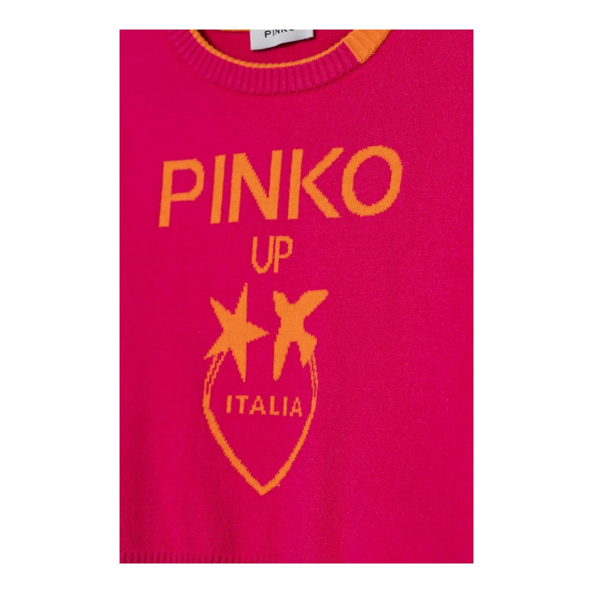 PINKO maglia tinta unita con stampa in contrasto Fuxia per Bambina F4PIJGJP087 FUXIA PINKO