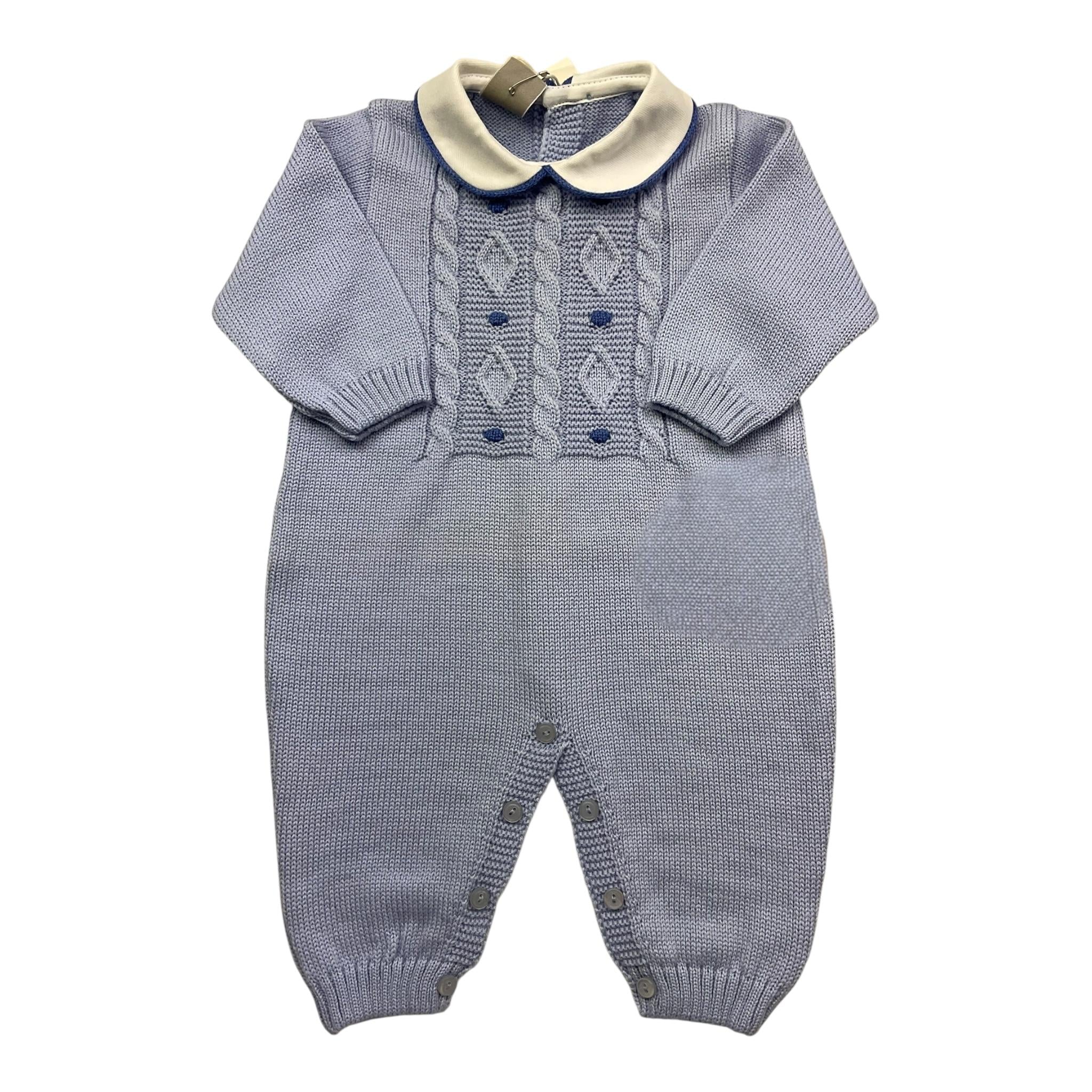 MARLU' tutina tinta unita con colletto in contrasto Azzurro per Neonato IG5210 AZZURRO MARLU'