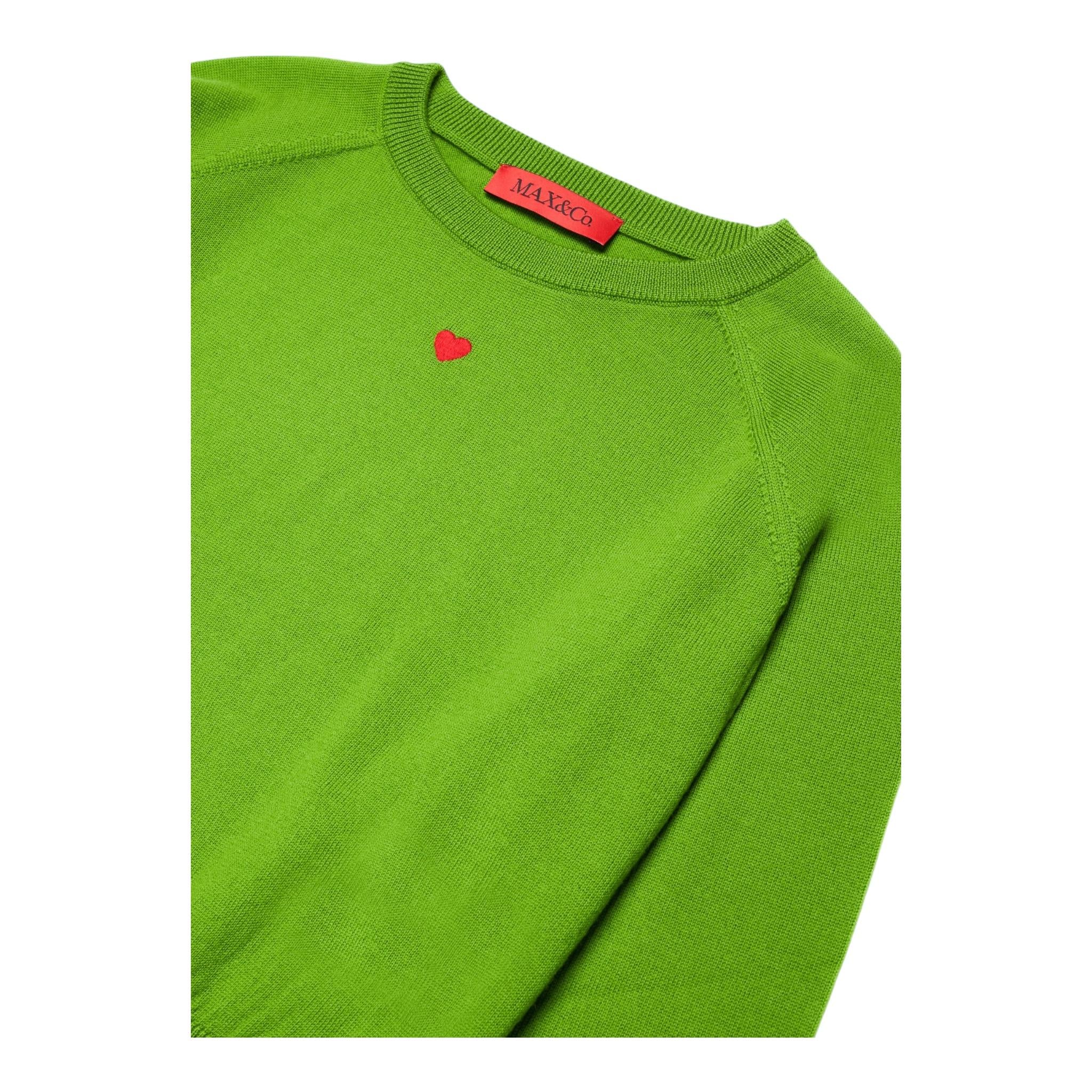MAX&Co. maglia tinta unita girocollo con cuore Verde per Bambina MX00303 VERDE MAX&Co.