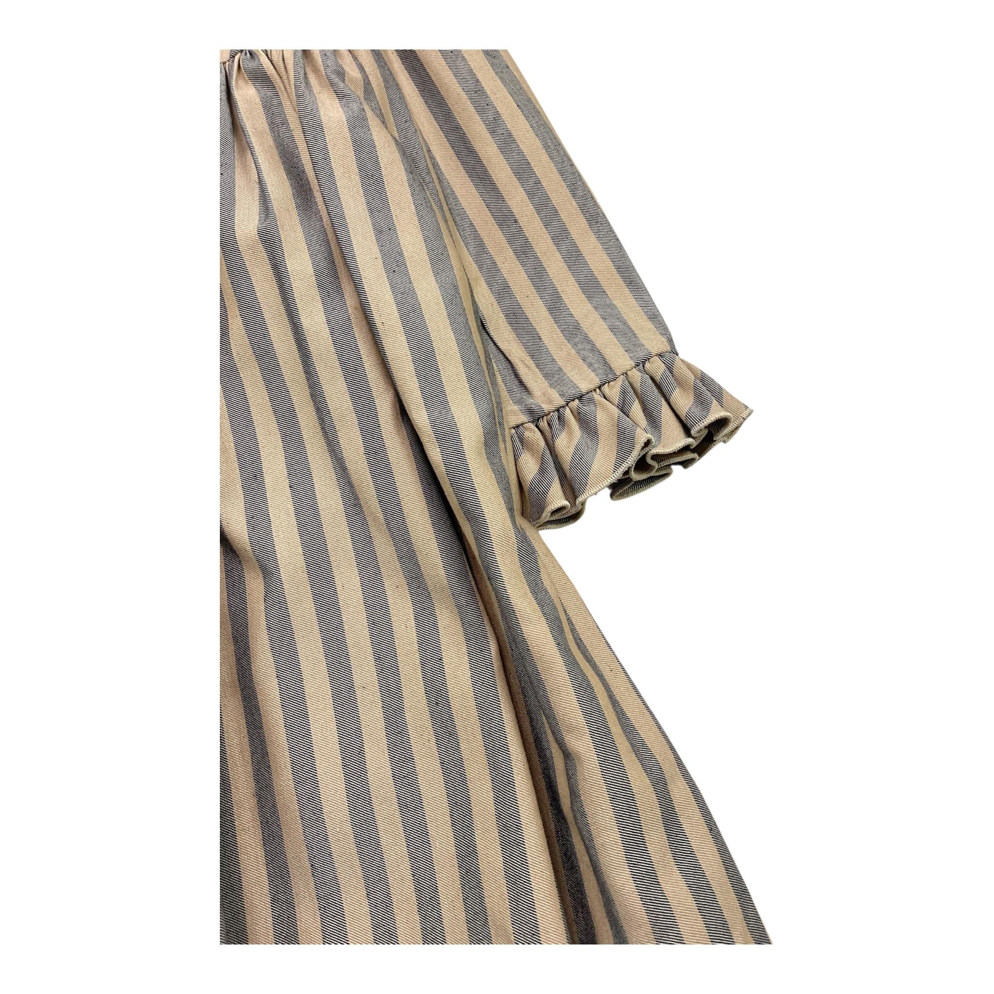LITTLE BEAR abito tinta unita con fantasia a righe Beige per Bambina 7215 BEIGE LITTLE BEAR