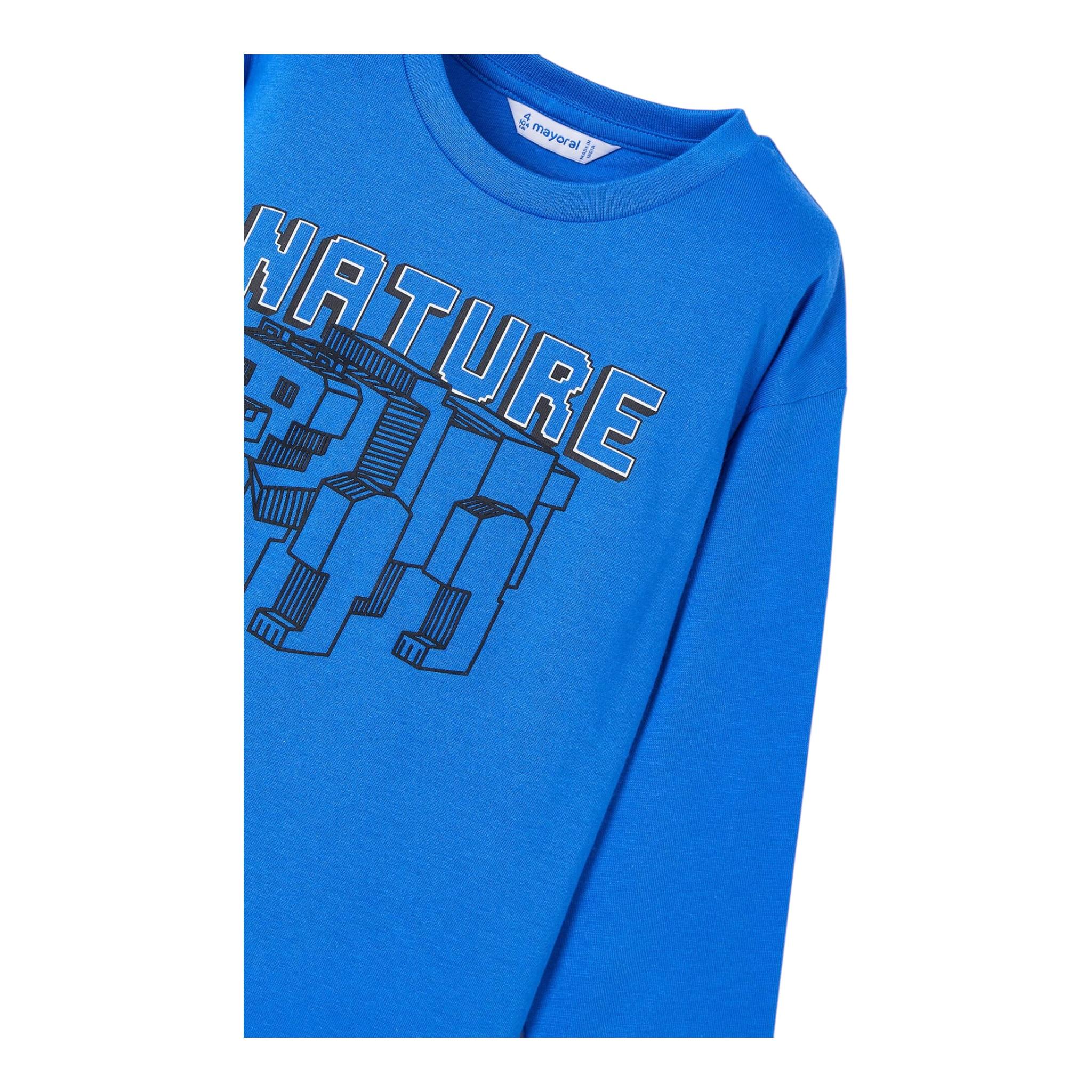 MAYORAL shirt girocollo tinta unita con stampa in contasto Cobalto per Bambino 4051J COBALTO MAYORAL