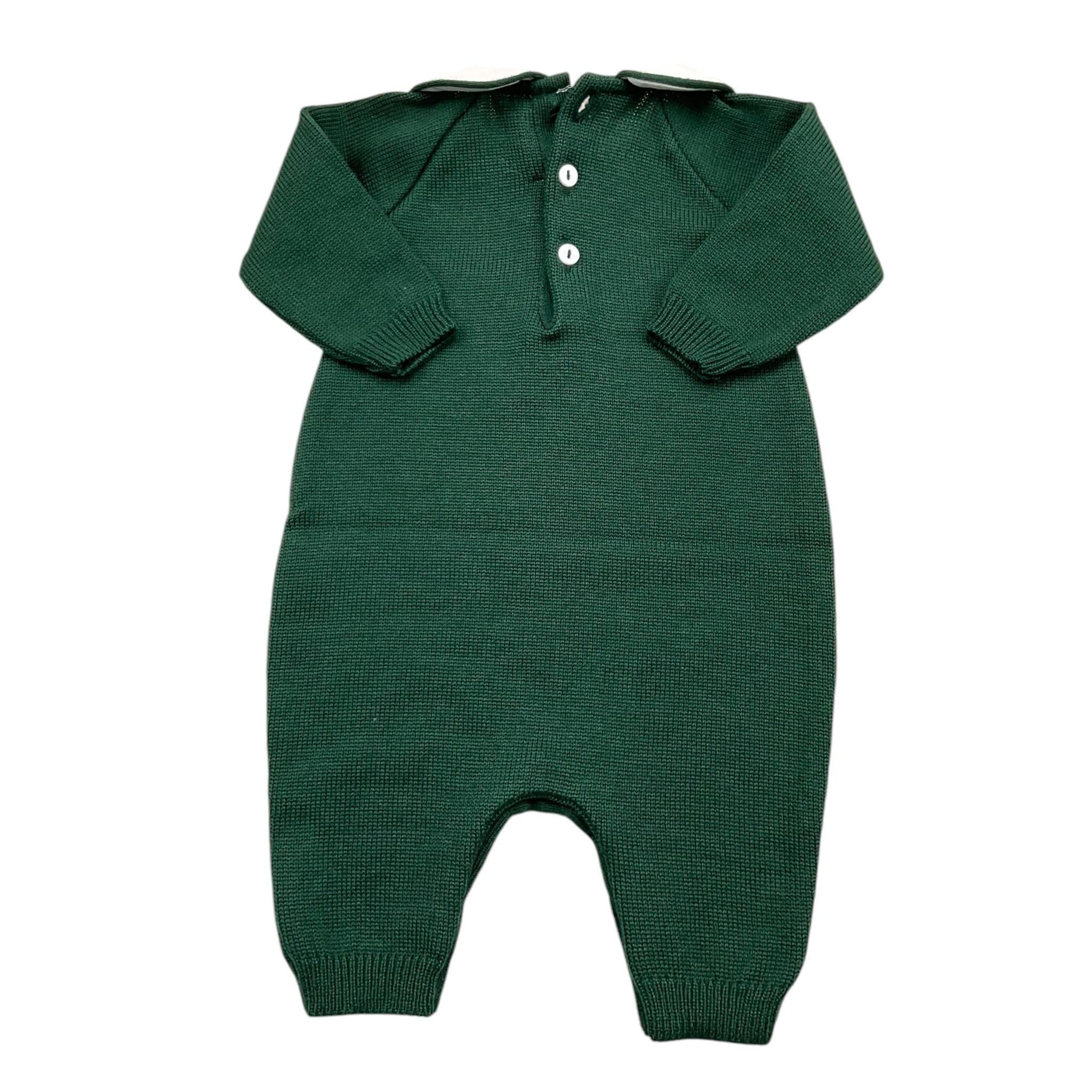 LITTLE BEAR tutina tinta unita con ricamo orso Verde per Neonato 9110 VERDE LITTLE BEAR