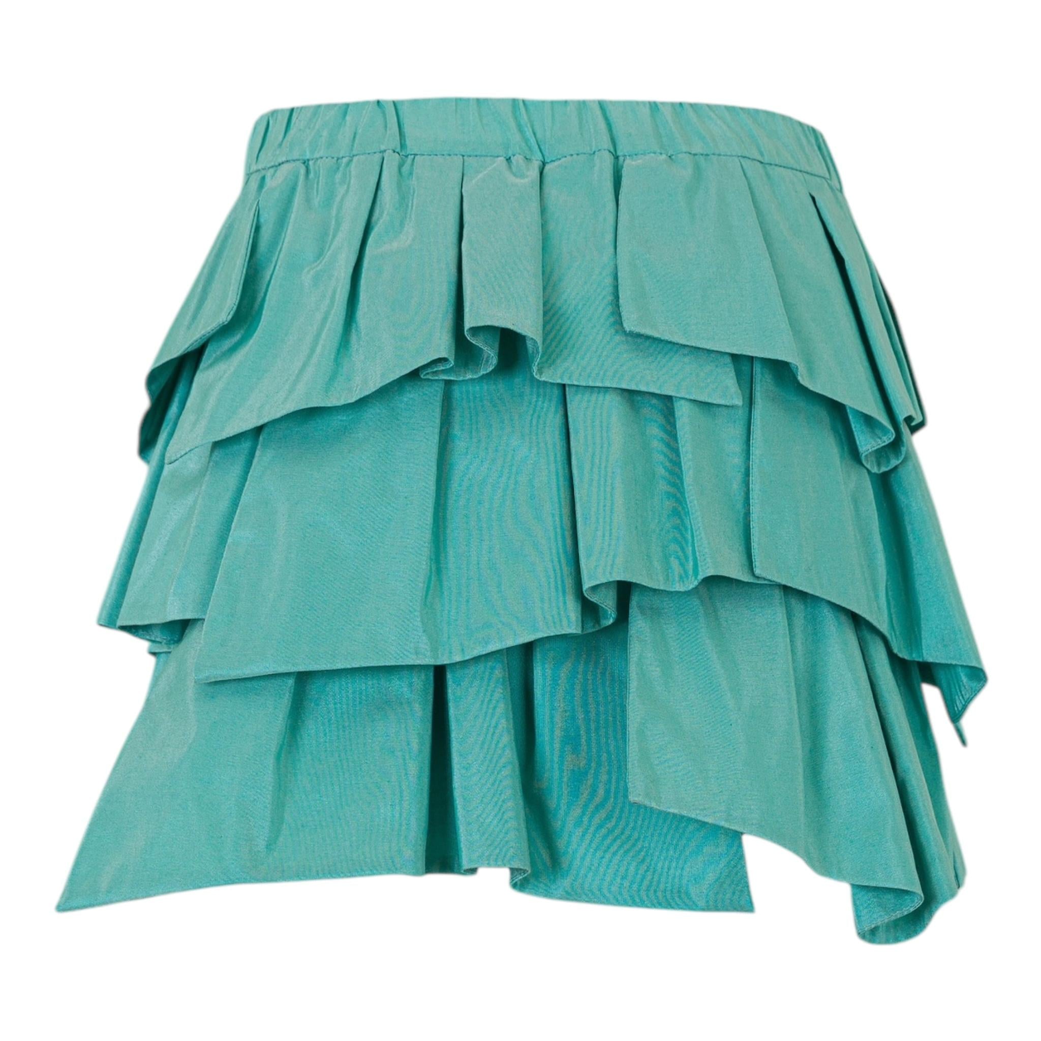 DOU DOU gonna tinta unita con balze ed elastico in vita Verde acqua per Bambina DV7A91 VERDE ACQUA DOU DOU