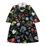 MONNALISA abit mezza manica tinta unita fantasia floreale Nero per Bambina 414917 NERO MONNALISA
