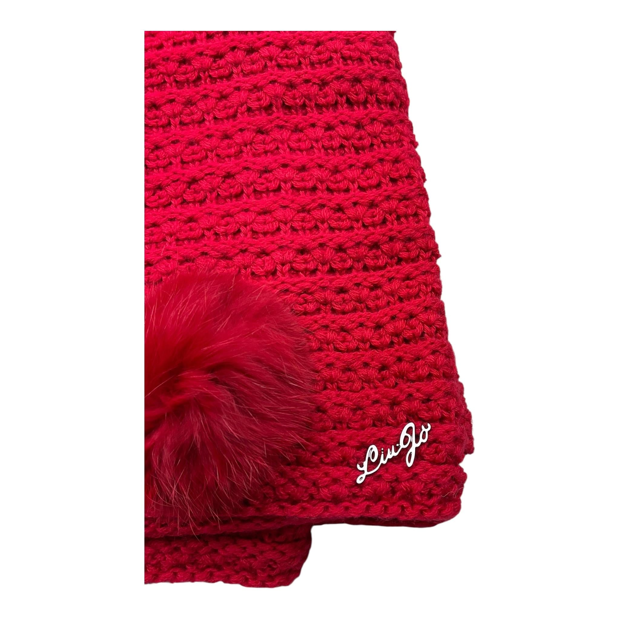 LIU JO sciarpa tinta unita con applicazione pon pon Rosso per Bambina G62116 ROSSO LIU JO