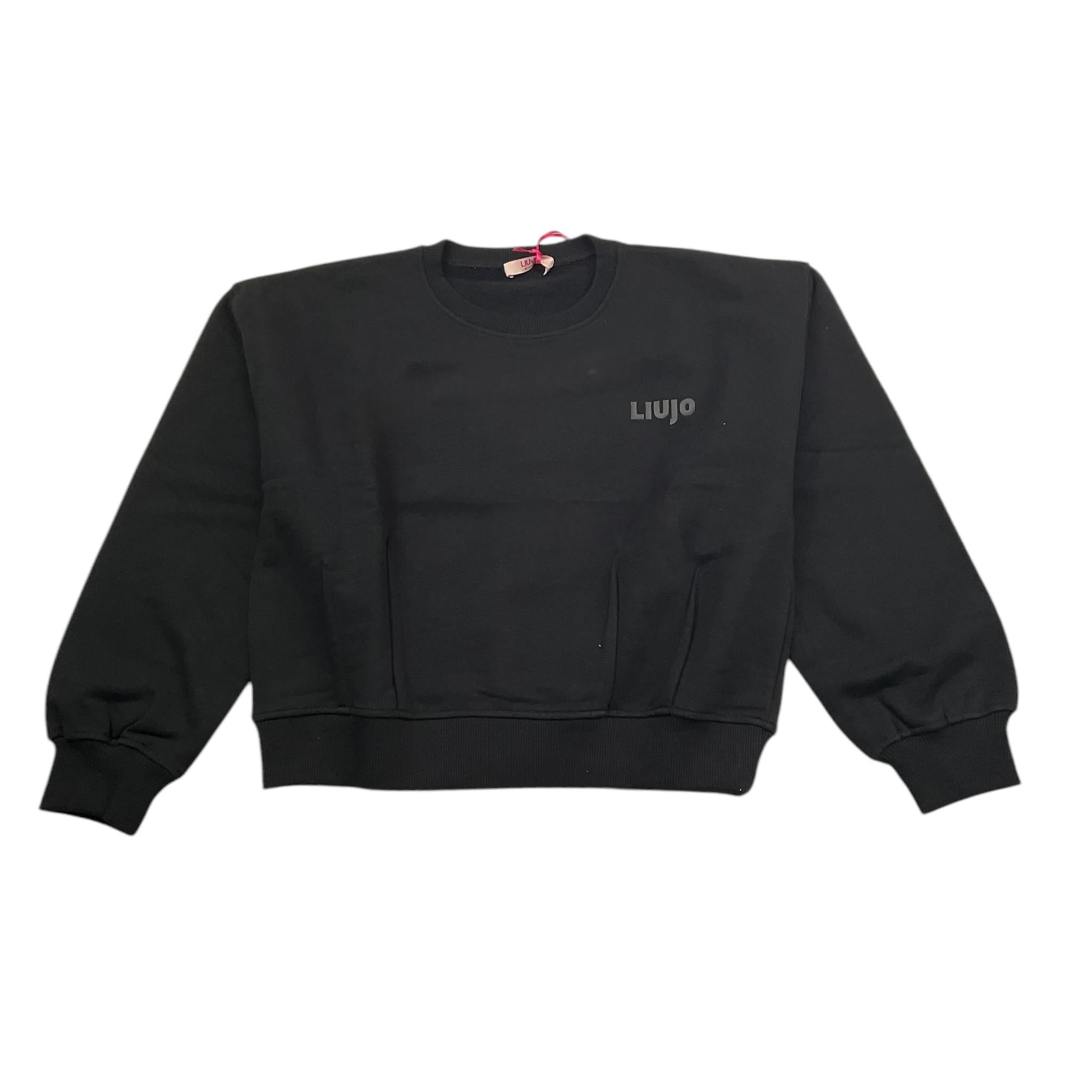 LIU JO felpa chiusa girocollo tinta unita con stampa Nero per Bambina GF4067X NERO LIU JO