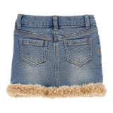 MONNALISA gonna in denim tinta unita con profili pelliccia Azzurro per Neonata 39D701N AZZURRO MONNALISA