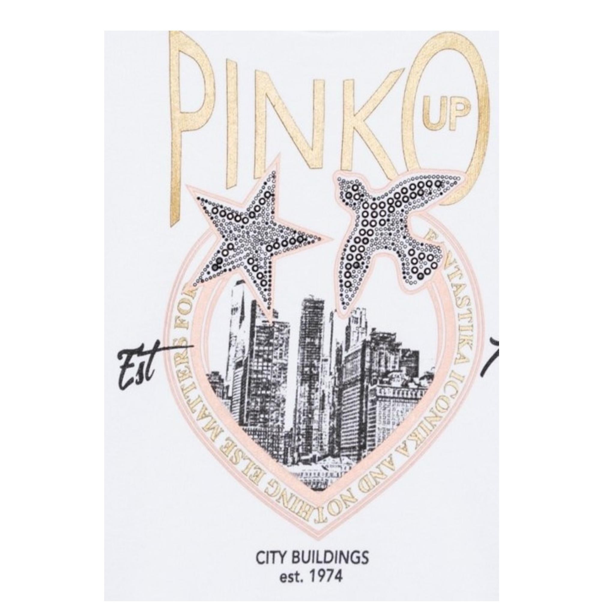 PINKO felpa girocollo tinta unita con stampa Bianco per Bambina F4PIJGSW218 BIANCO PINKO