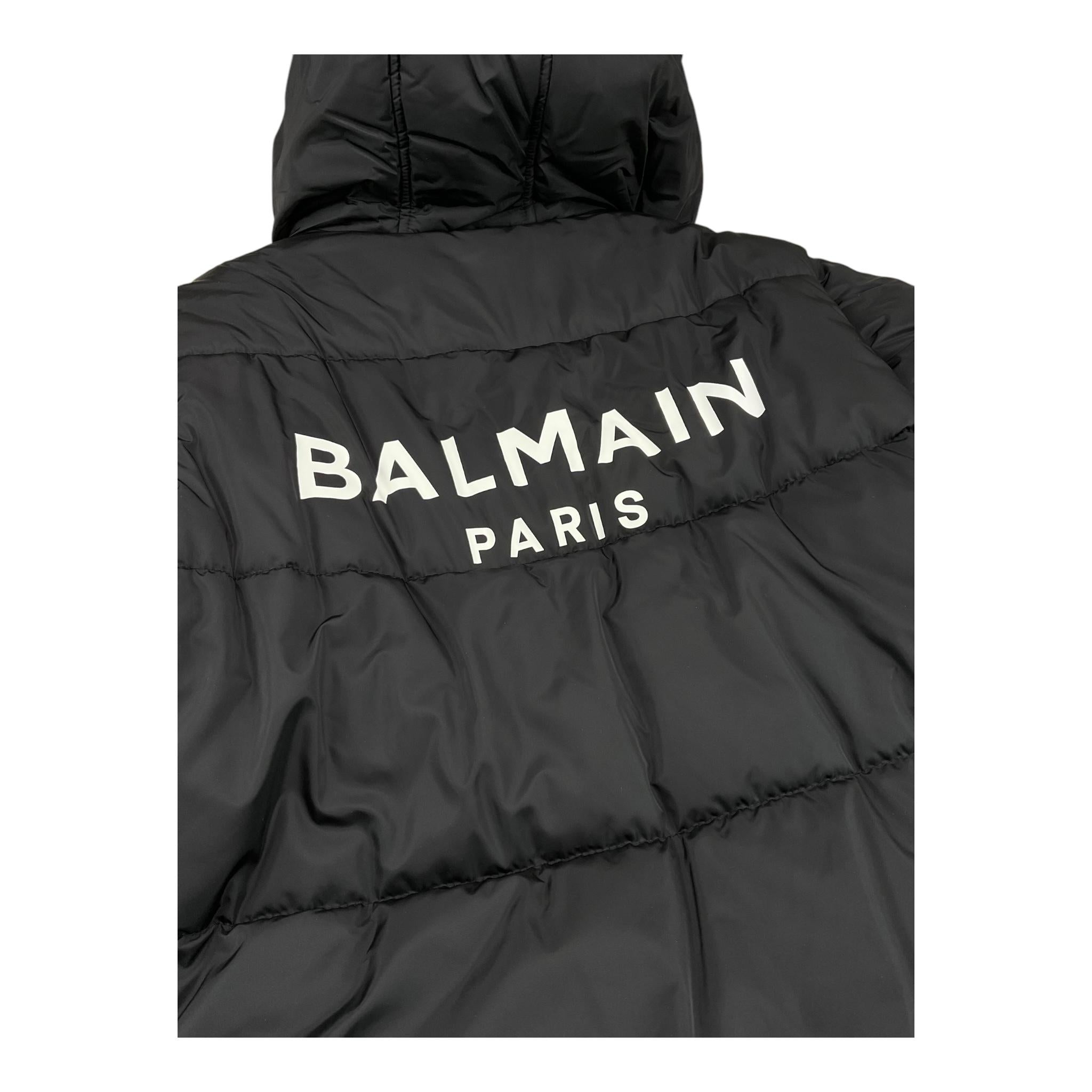 BALMAIN giubbino tinta unita modello lungo con cappuccio Nero per Bambino BV2R40 NERO BALMAIN