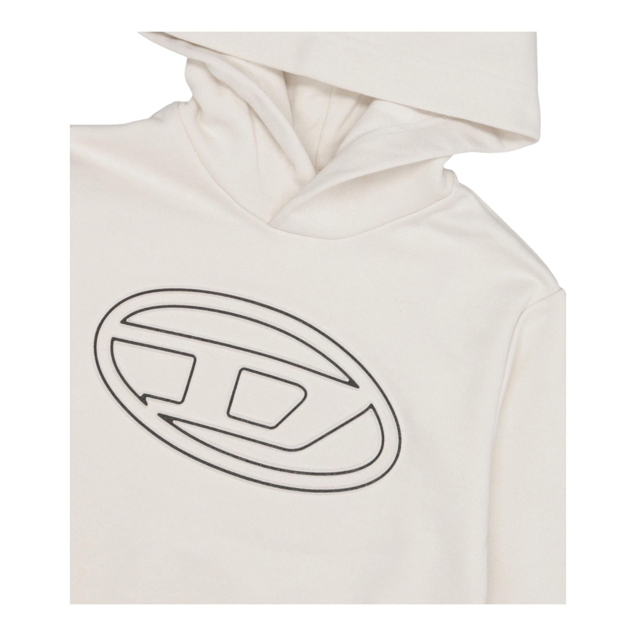 DIESEL felpa tinta unita con cappuccio e stampa Panna per Bambino J02017 PANNA DIESEL