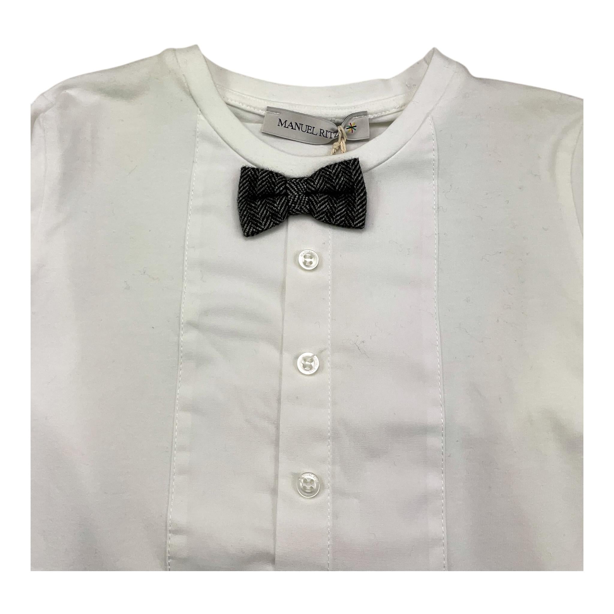 MANUEL RITZ shirt girocollo tinta unita con papillon Bianco per Neonato MR2263N BIANCO MANUEL RITZ