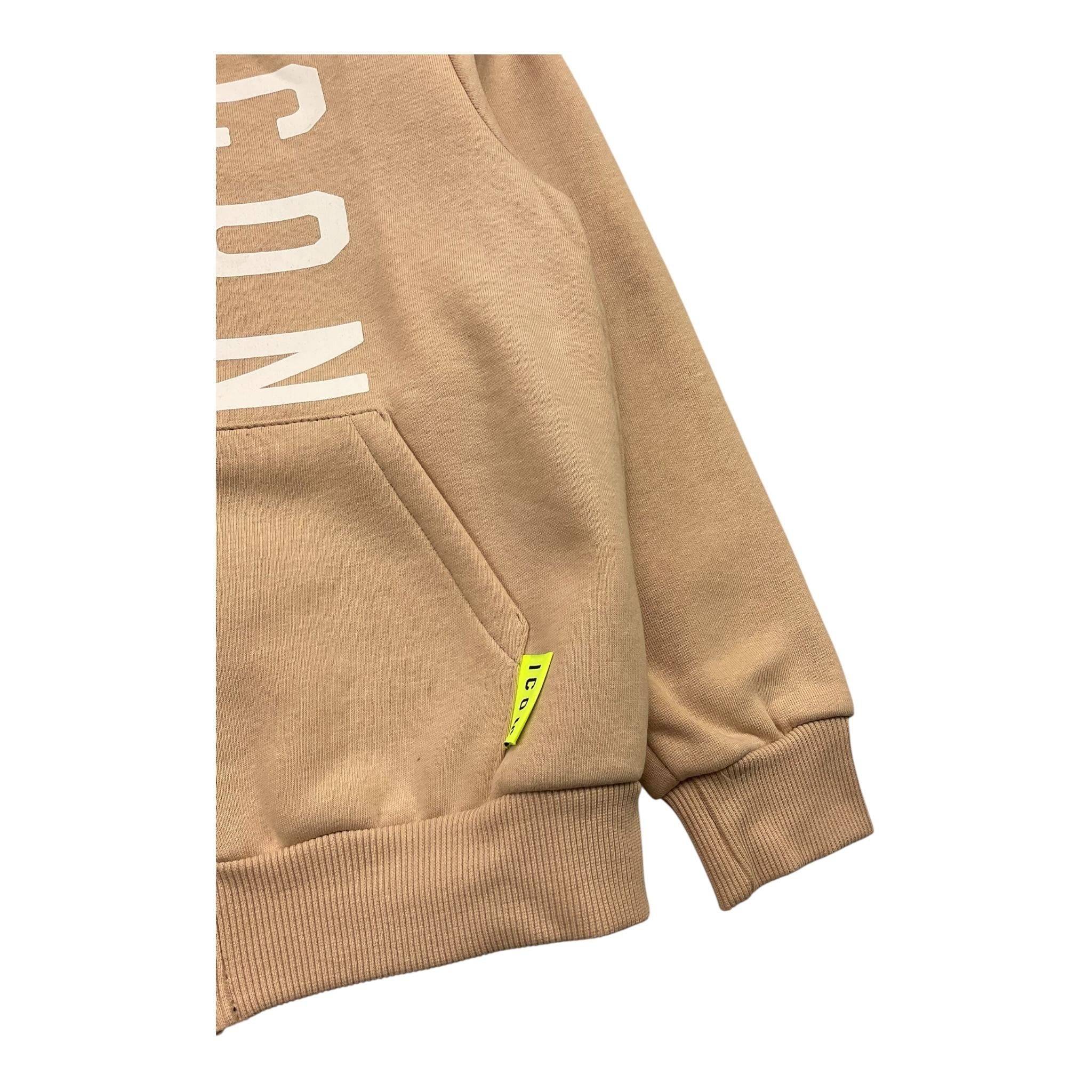 ICON felpa con zip e cappuccio tinta unita con stampa Beige per Bambino IBSW00277 BEIGE ICON