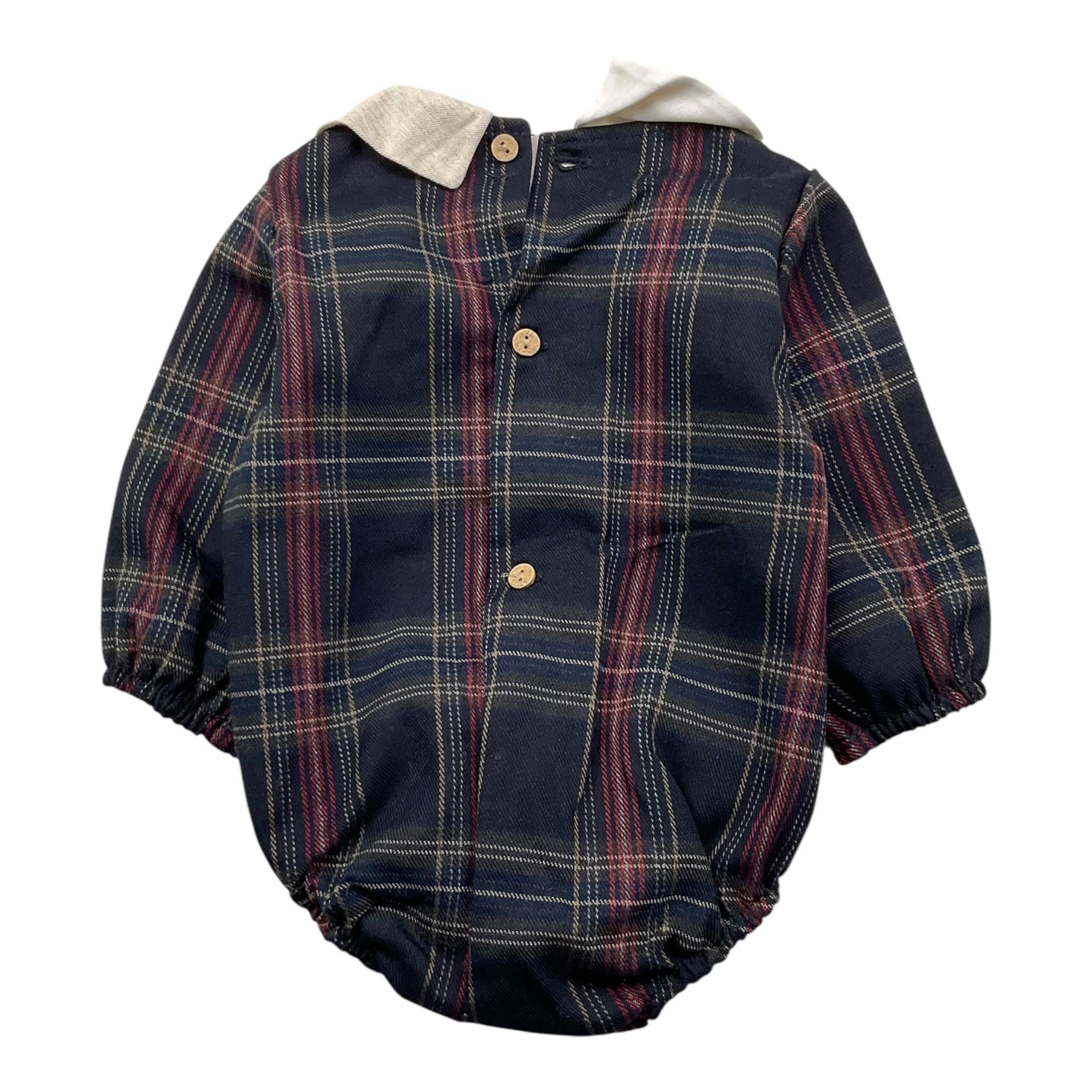 CALAMARO pagliaccetto tinta unita con fantasia righe e colletto Blu per Neonata 32462X BLU CALAMARO