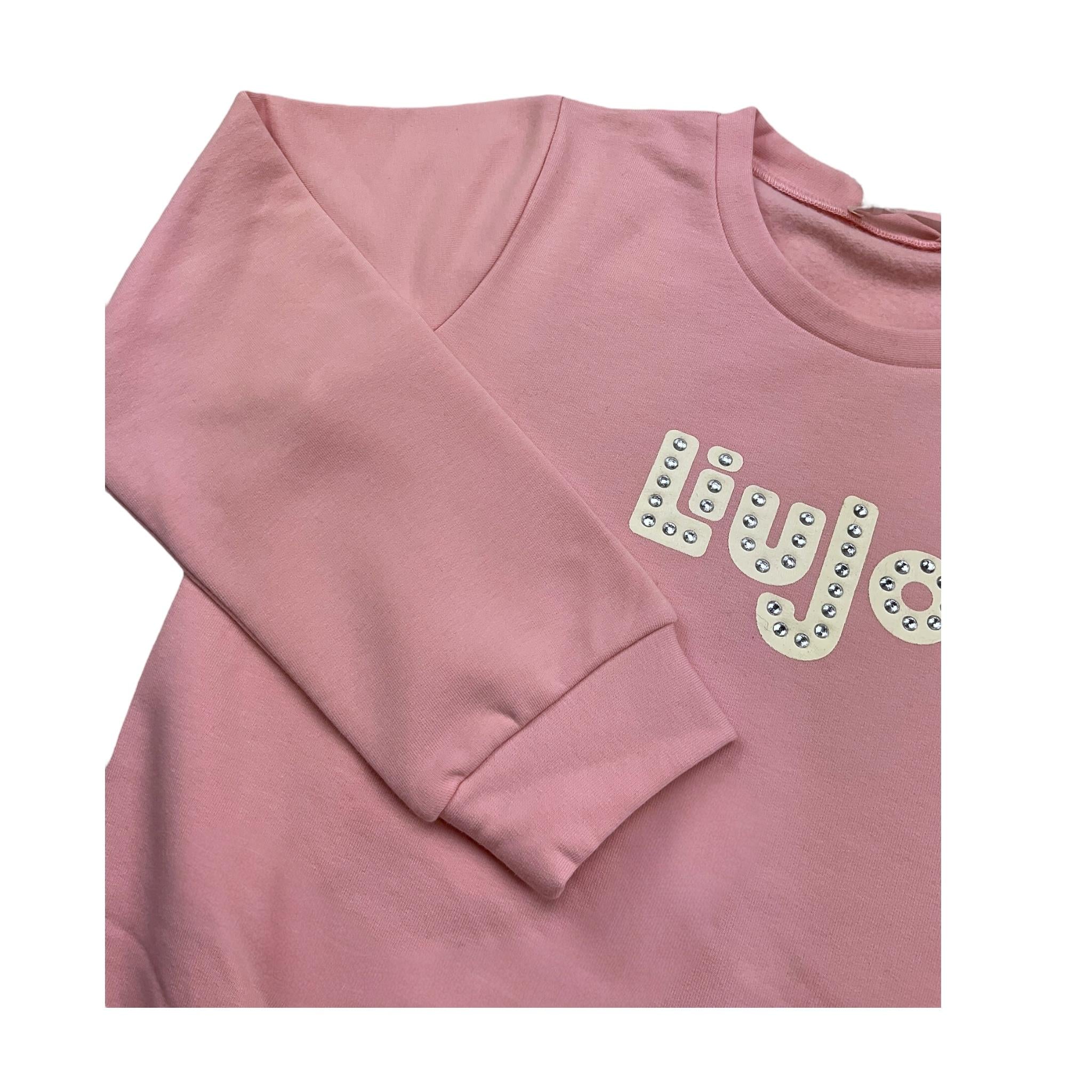 LIU JO felpa chiusa girocollo tinta unita con stampa logo Rosa per Bambina KF4060X ROSA LIU JO
