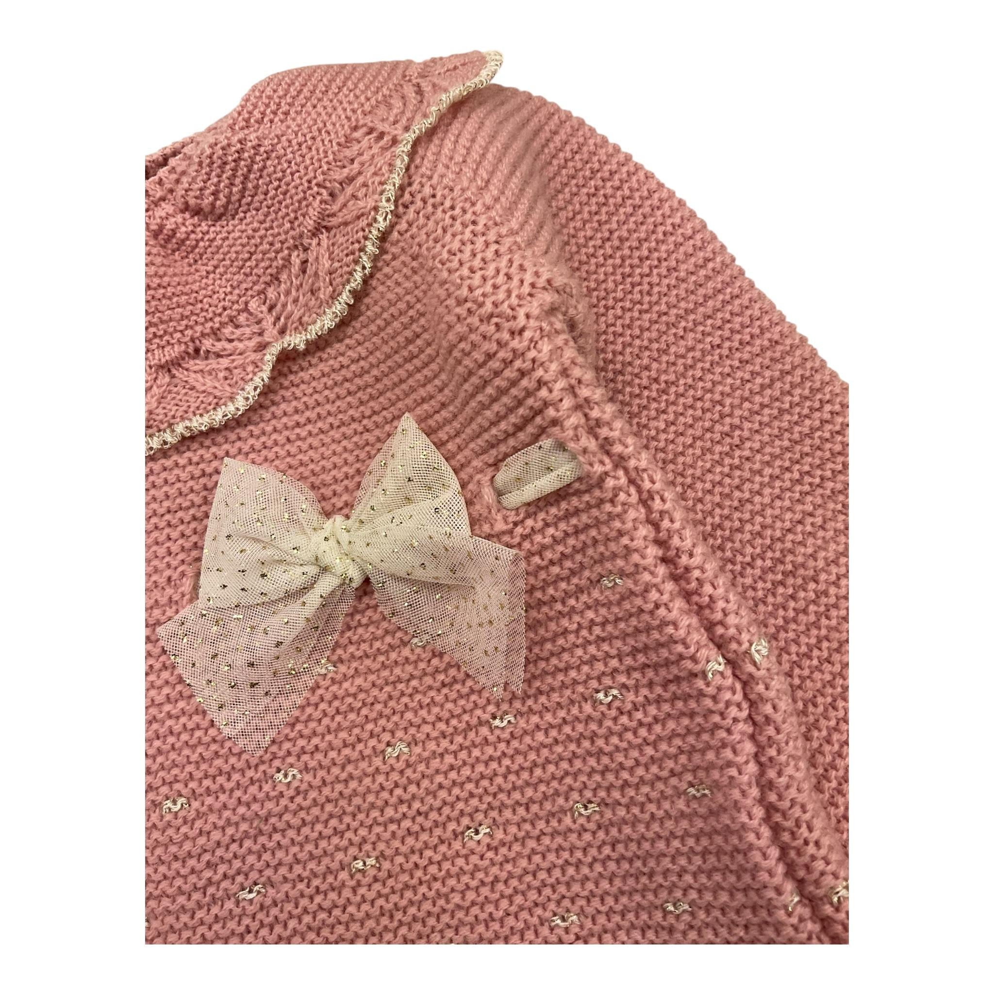 MAC ILUSIO'N completo 3pz tinta unita maglia-ghettina-cappello Rosa per Neonata 9412 ROSA MAC ILUSIO'N