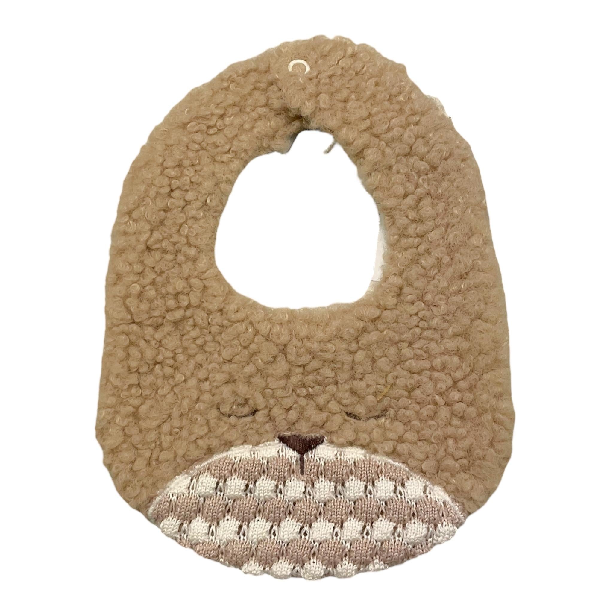 MARLU' bavetta tinta unita con applicazione Beige per Neonata IB56BAV BEIGE MARLU'