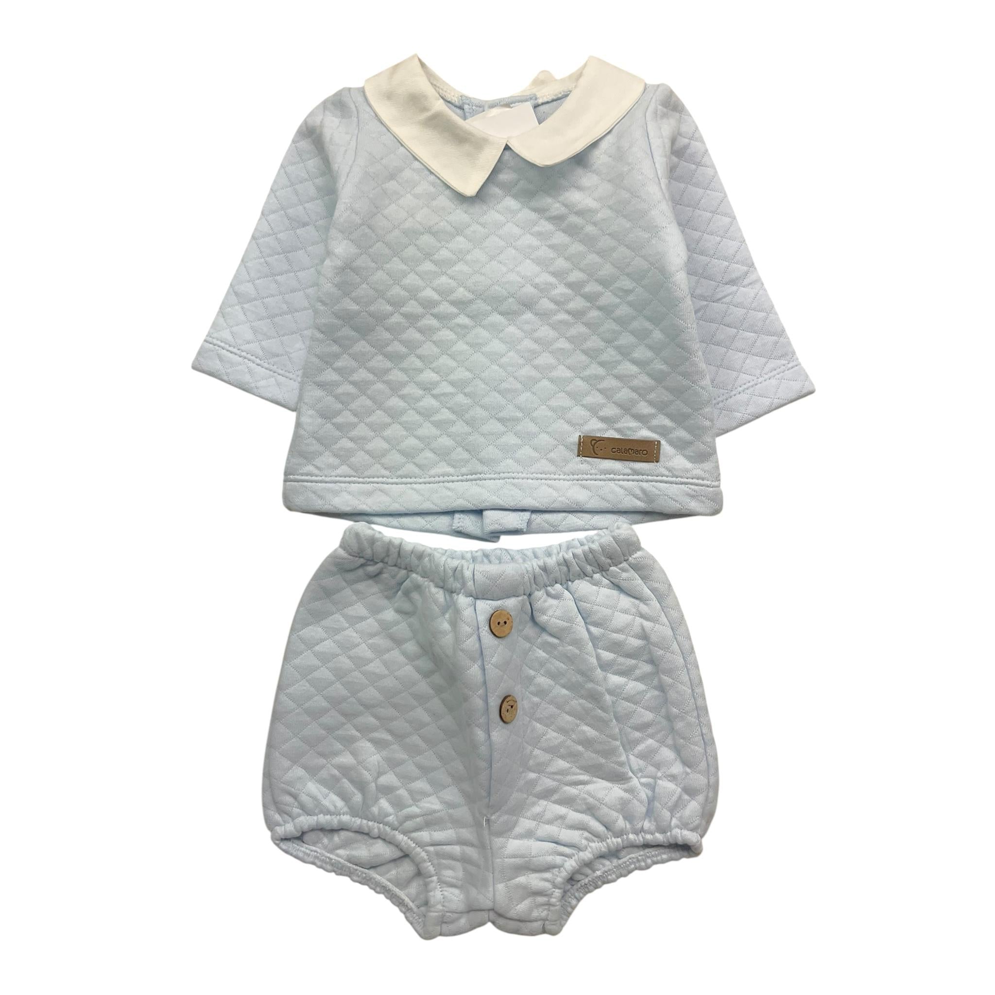 CALAMARO completo 2pz maglia-coulotte tinta unita Azzurro per Neonato 11008 AZZURRO CALAMARO