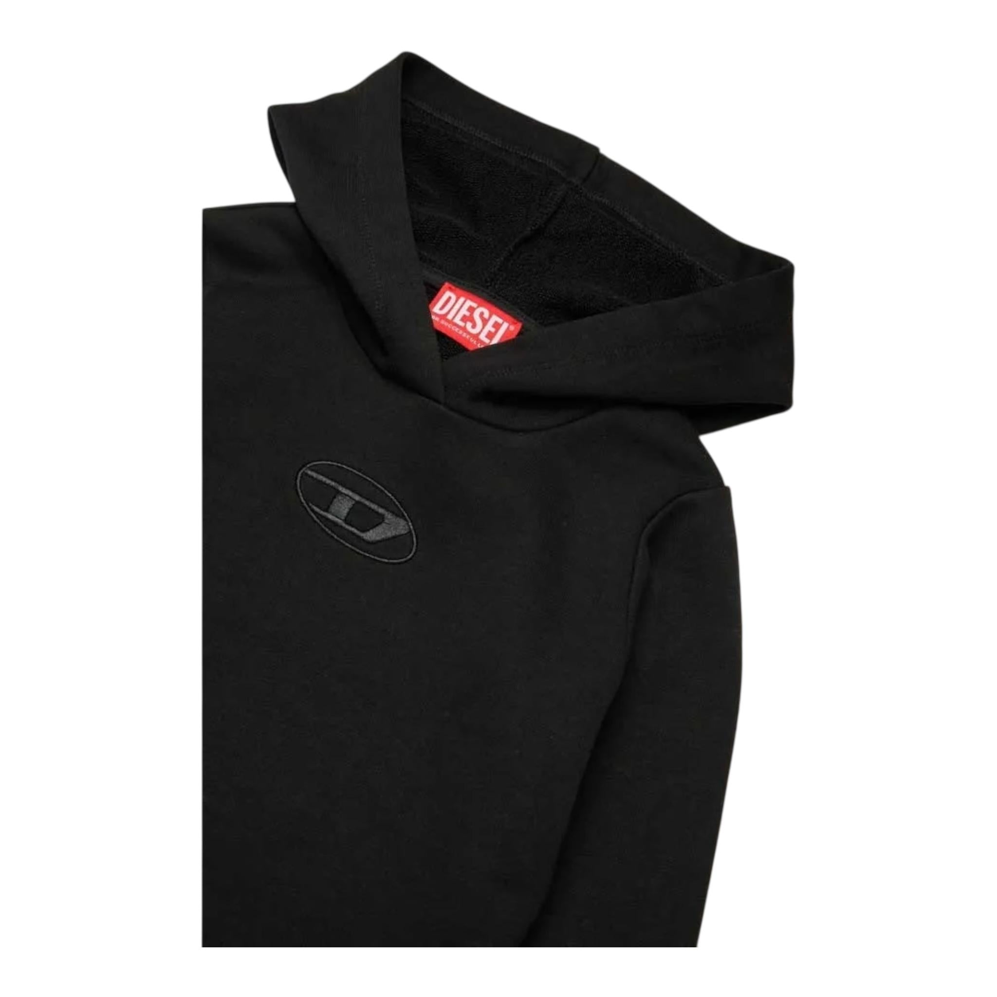 DIESEL abito in felpa tinta unita con cappuccio Nero per Bambina J02012 NERO DIESEL