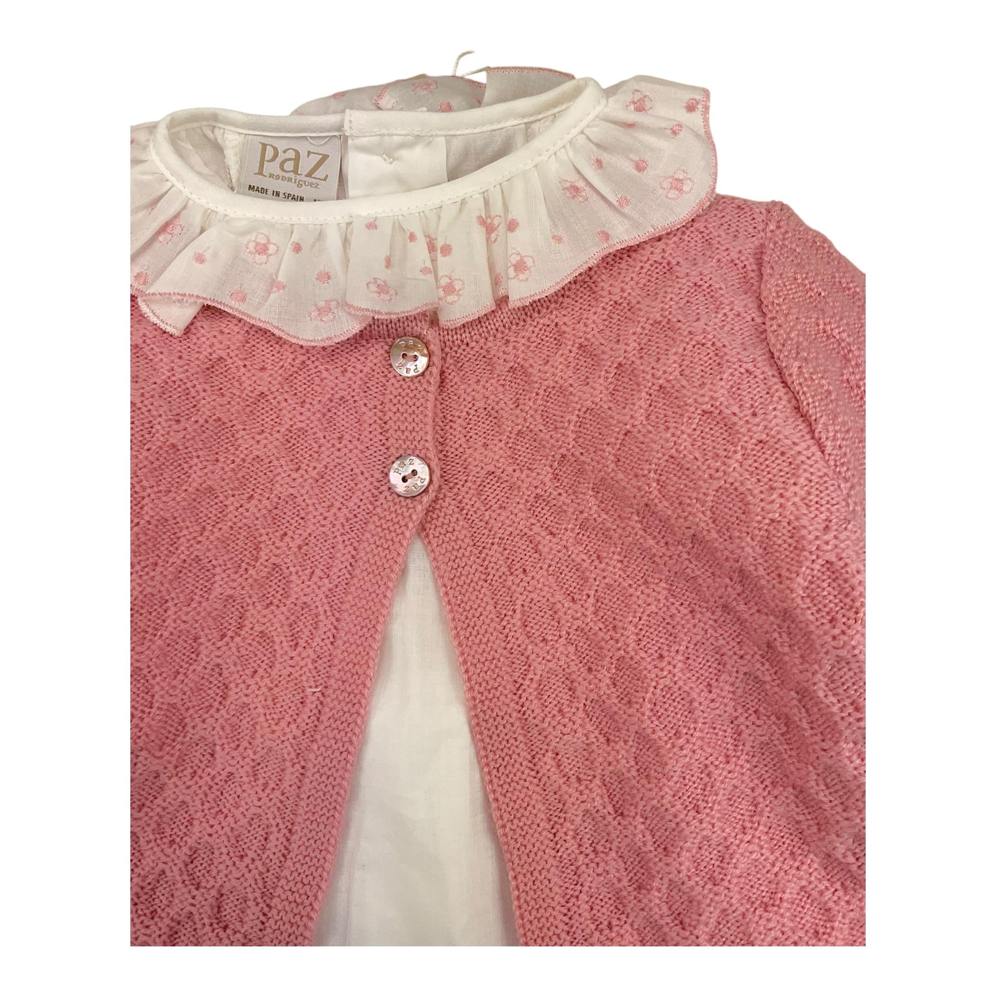 PAZ RODRIGUEZ completo 3pz pantalone-cardigan-camicia Rosa per Neonata 00111973 ROSA PAZ RODRIGUEZ
