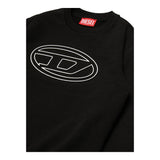 DIESEL felpa chiusa girocollo tinta unita con stampa logo Nero per Bambino H01787 NERO DIESEL
