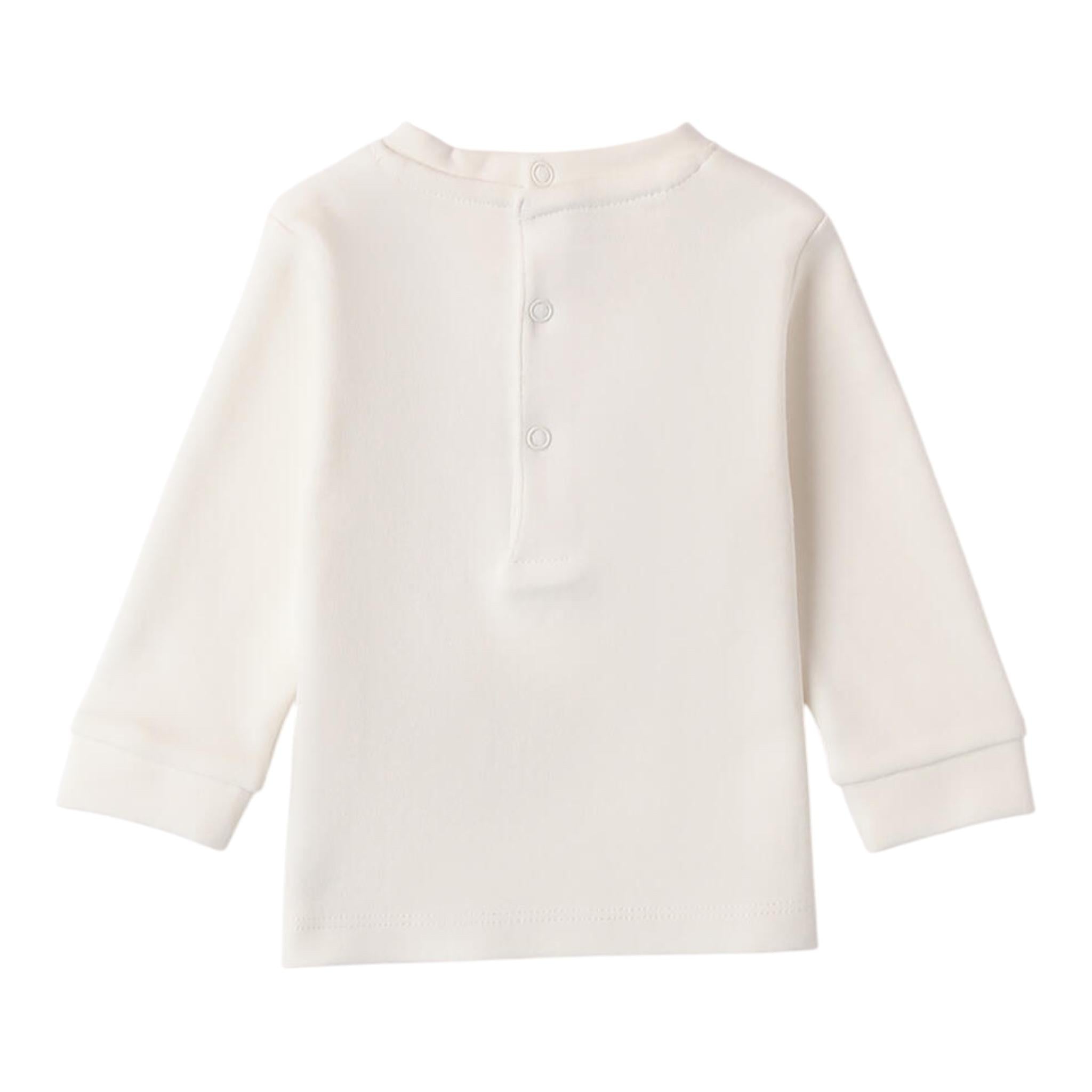MINI BANDA shirt girocollo tinta unita con stampa in contrasto Panna per Neonato S614 PANNA MINI BANDA