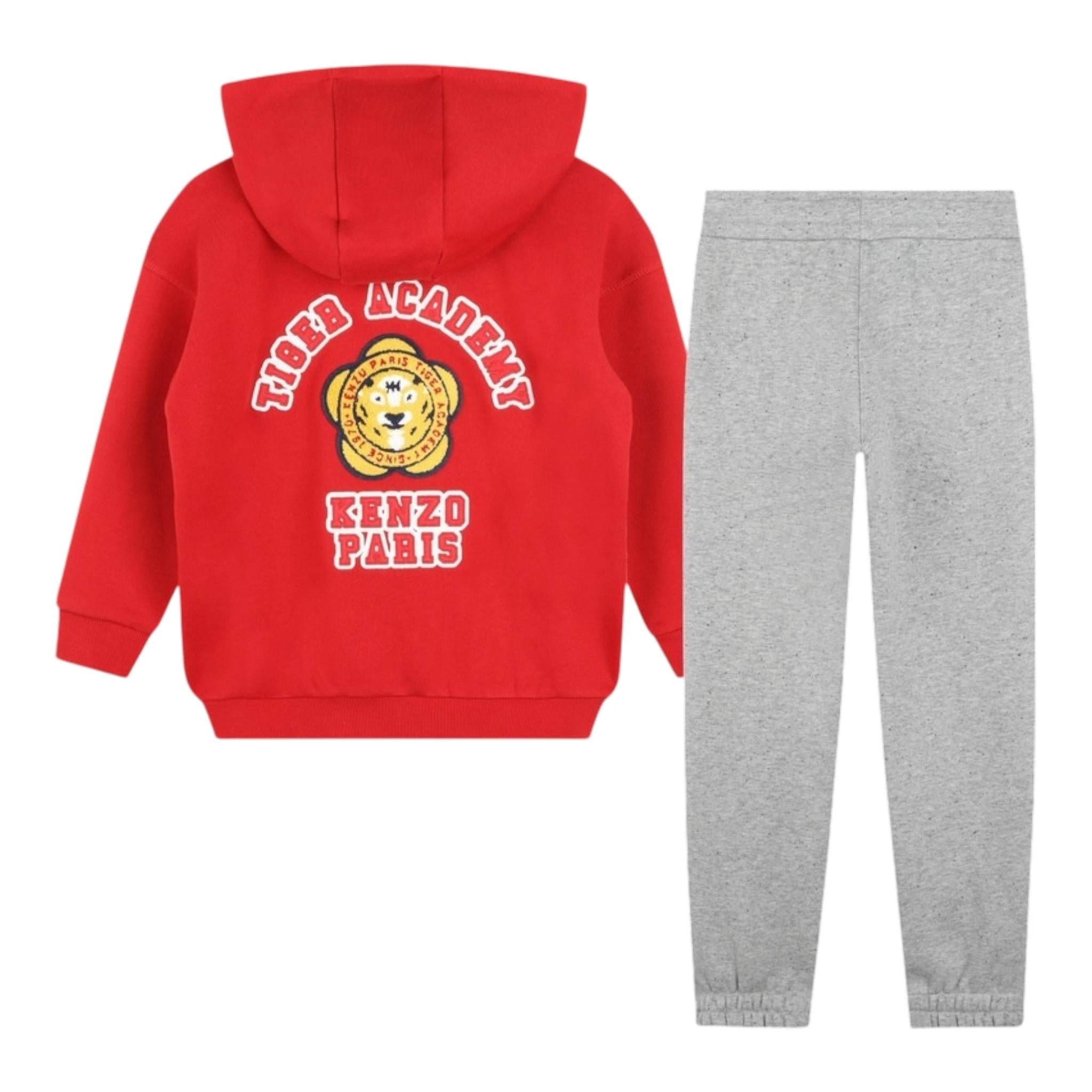 KENZO completo 2pz felpa-pantalone bicolore con stampa Grigio per Bambino K60817 GRIGIO KENZO