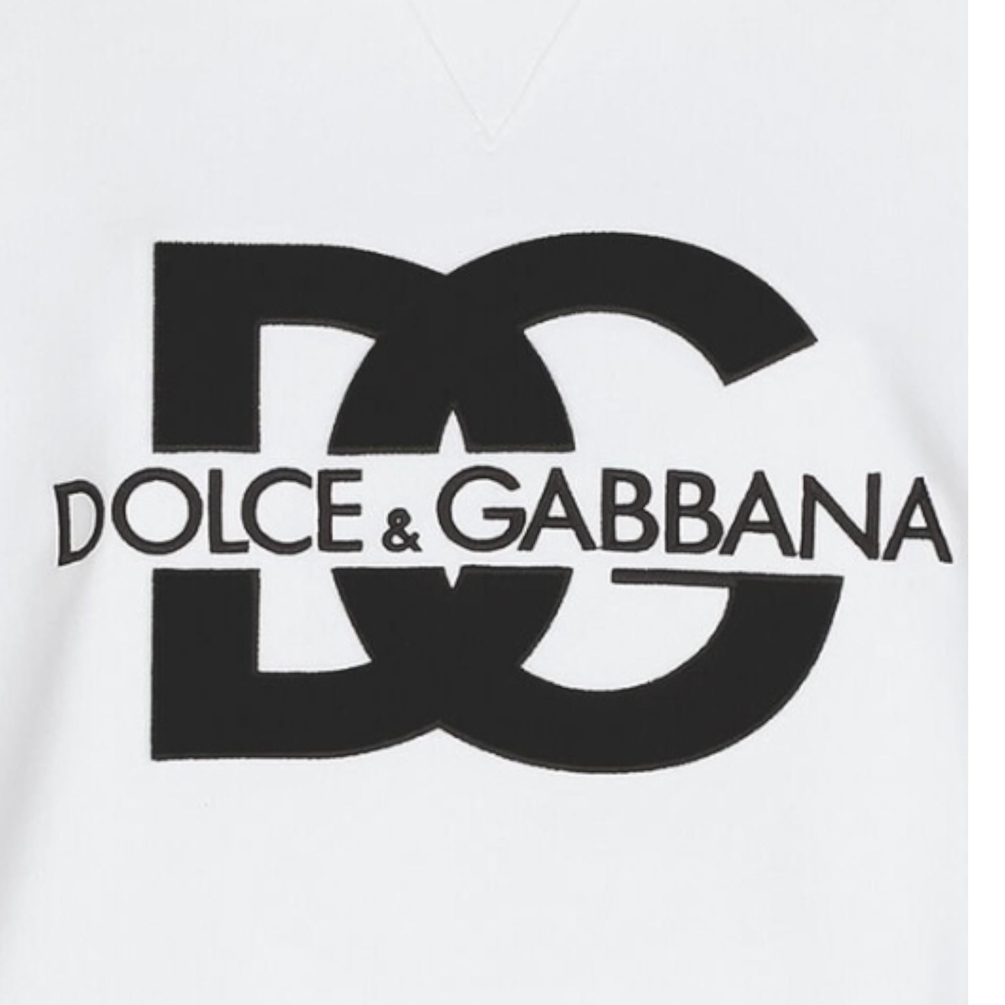 DOLCE & GABBANA felpa tinta unita con logo Bianco per Bambina L5JWAC BIANCO DOLCE & GABBANA