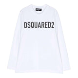 DSQUARED2 shirt girocollo tinta unita cn logo Bianco per Bambino DQ1478 BIANCO DSQUARED2