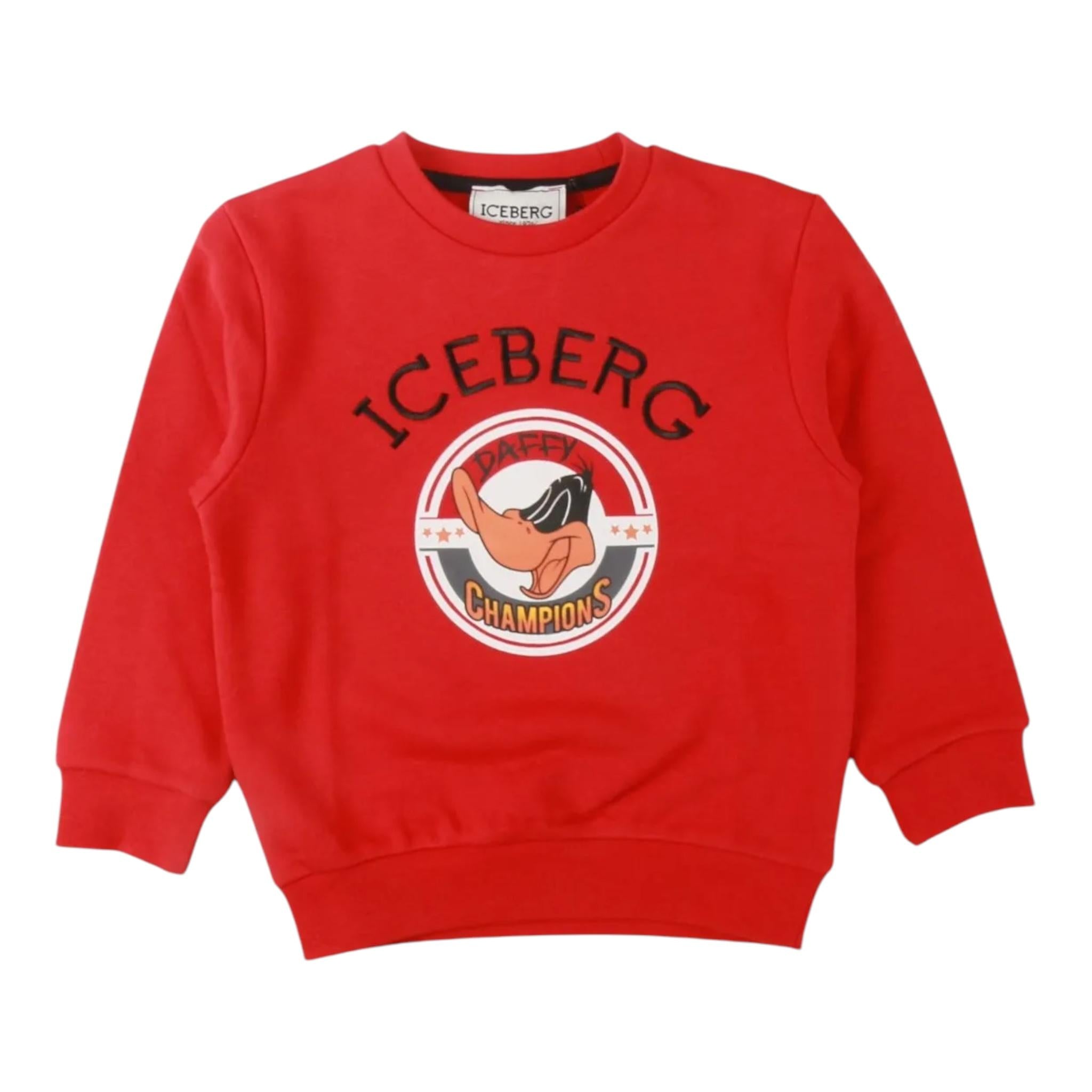 ICEBERG felpa chiusa girocollo tinta unita con stampa Rosso per Neonato MFICE5315B ROSSO ICEBERG