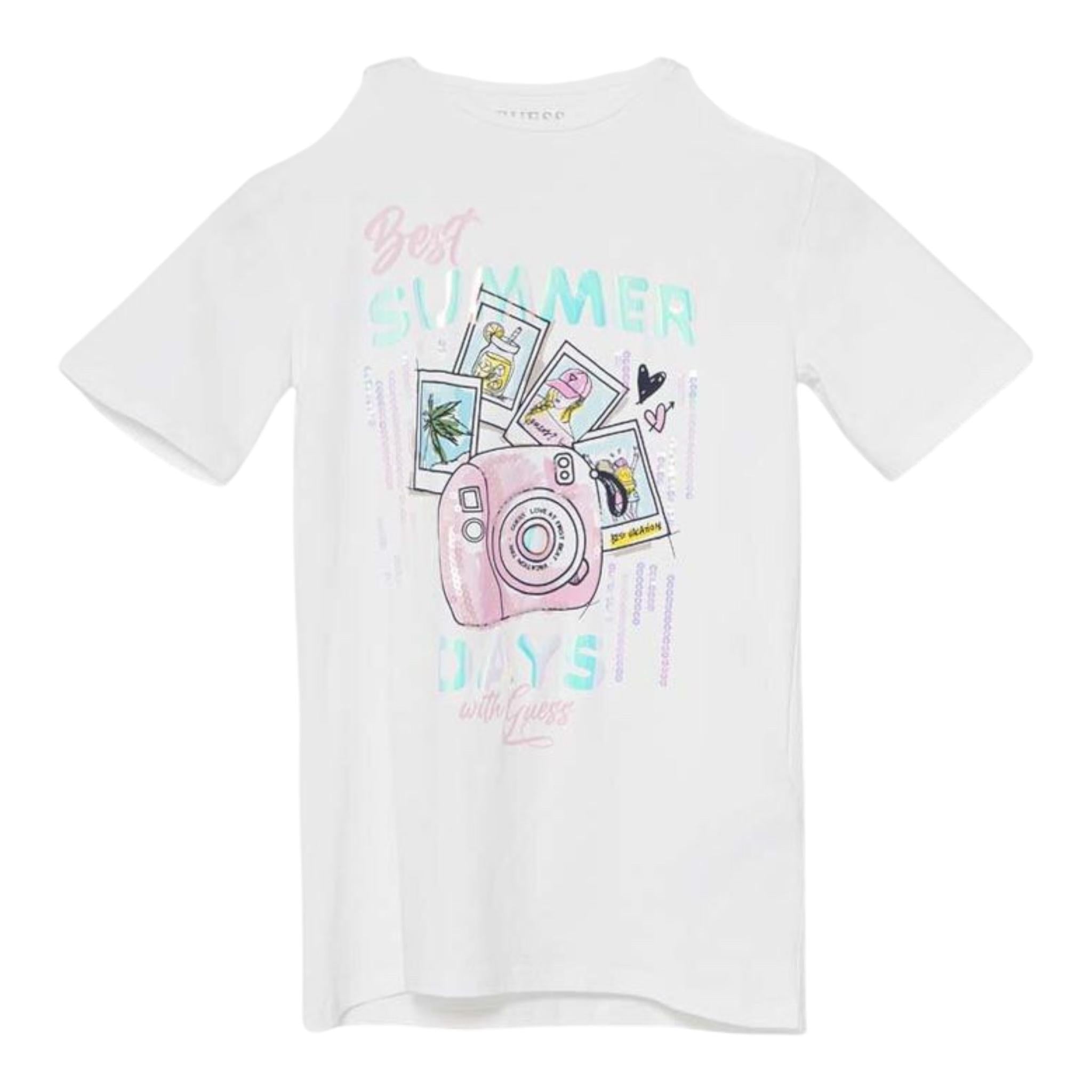 GUESS abito girocollo tinta unita con stampa Bianco per Bambina J4GI05K6YW4 BIANCO GUESS