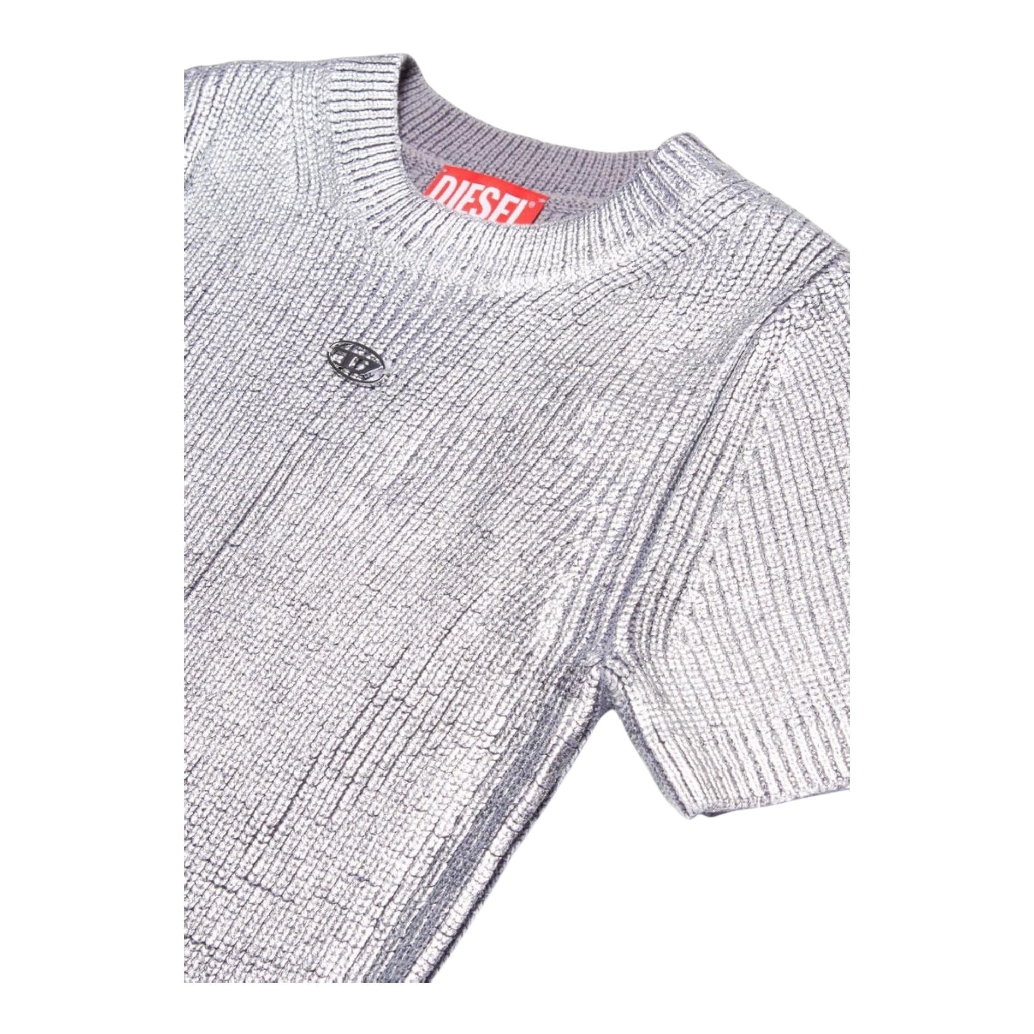 DIESEL abito mezza manica girocollo tinta unita con logo Grigio per Bambina J02068 GRIGIO DIESEL