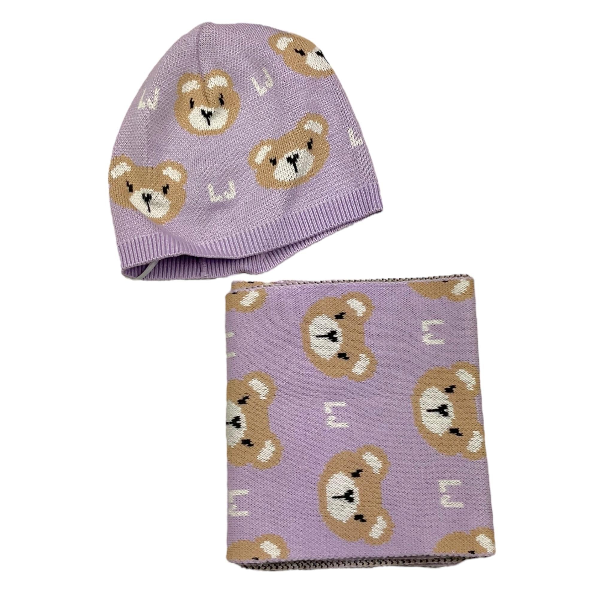 LIU JO set cappello sciarpa tinta unita con orsi Lilla per Bambina HF4053JX LILLA LIU JO