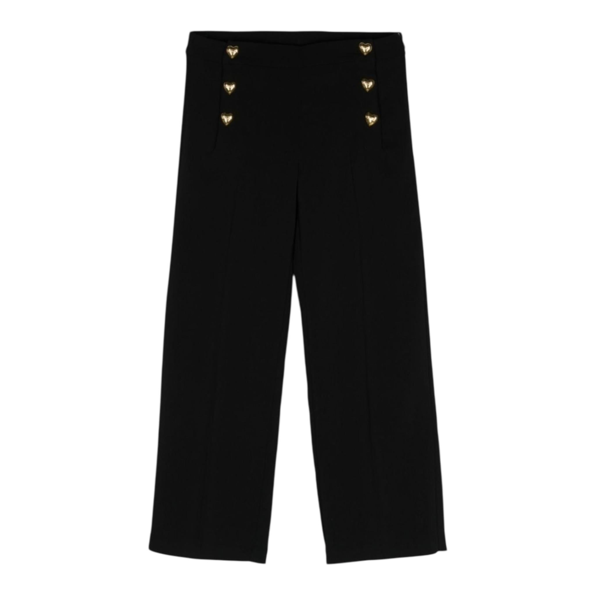 MOSCHINO pantalone tinta unita modello palazzo con bottoni in contrasto Nero per Bambina HDP05YX NERO MOSCHINO
