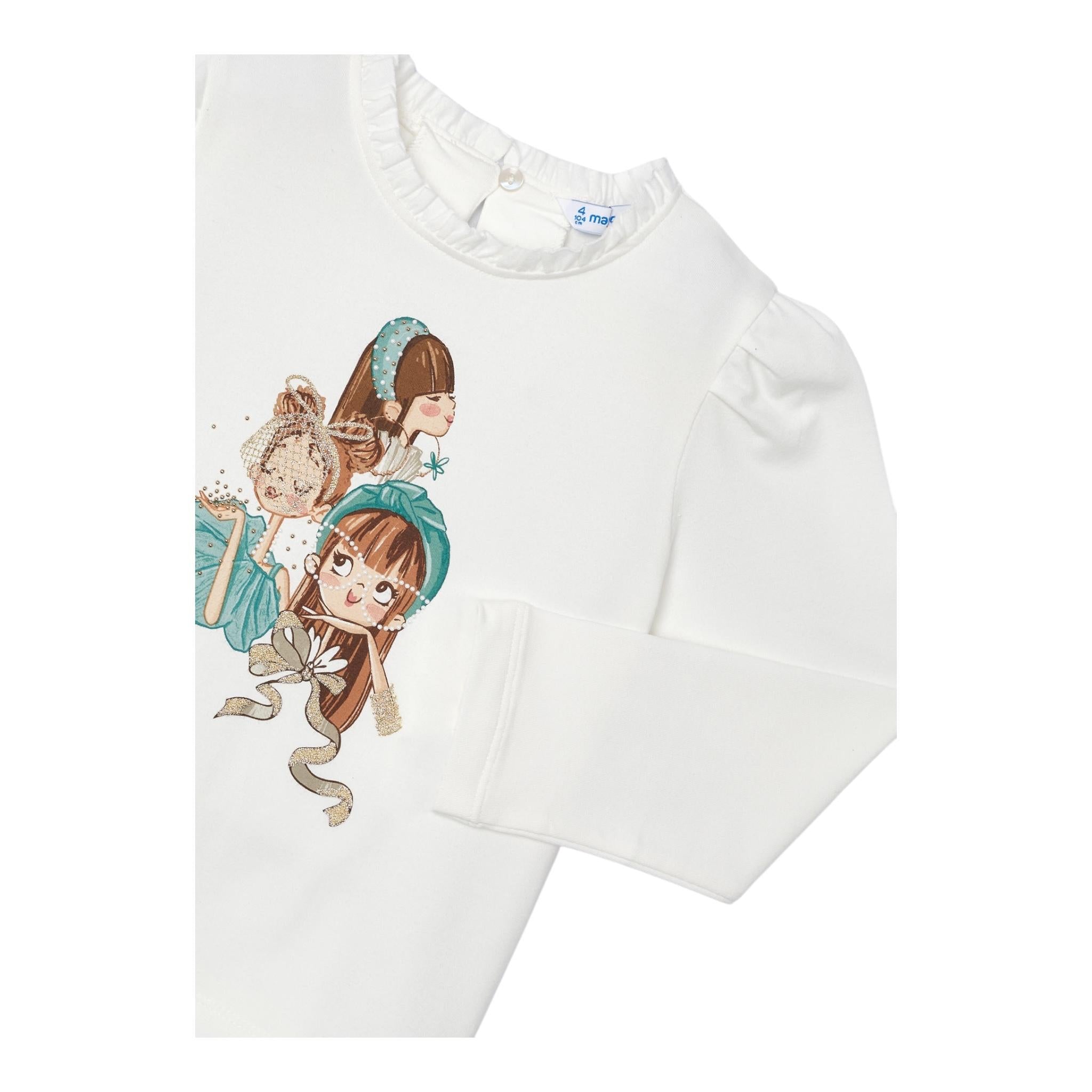 MAYORAL shirt tinta unita con stampa in contrasto Bianco per Neonata 406535N BIANCO MAYORAL