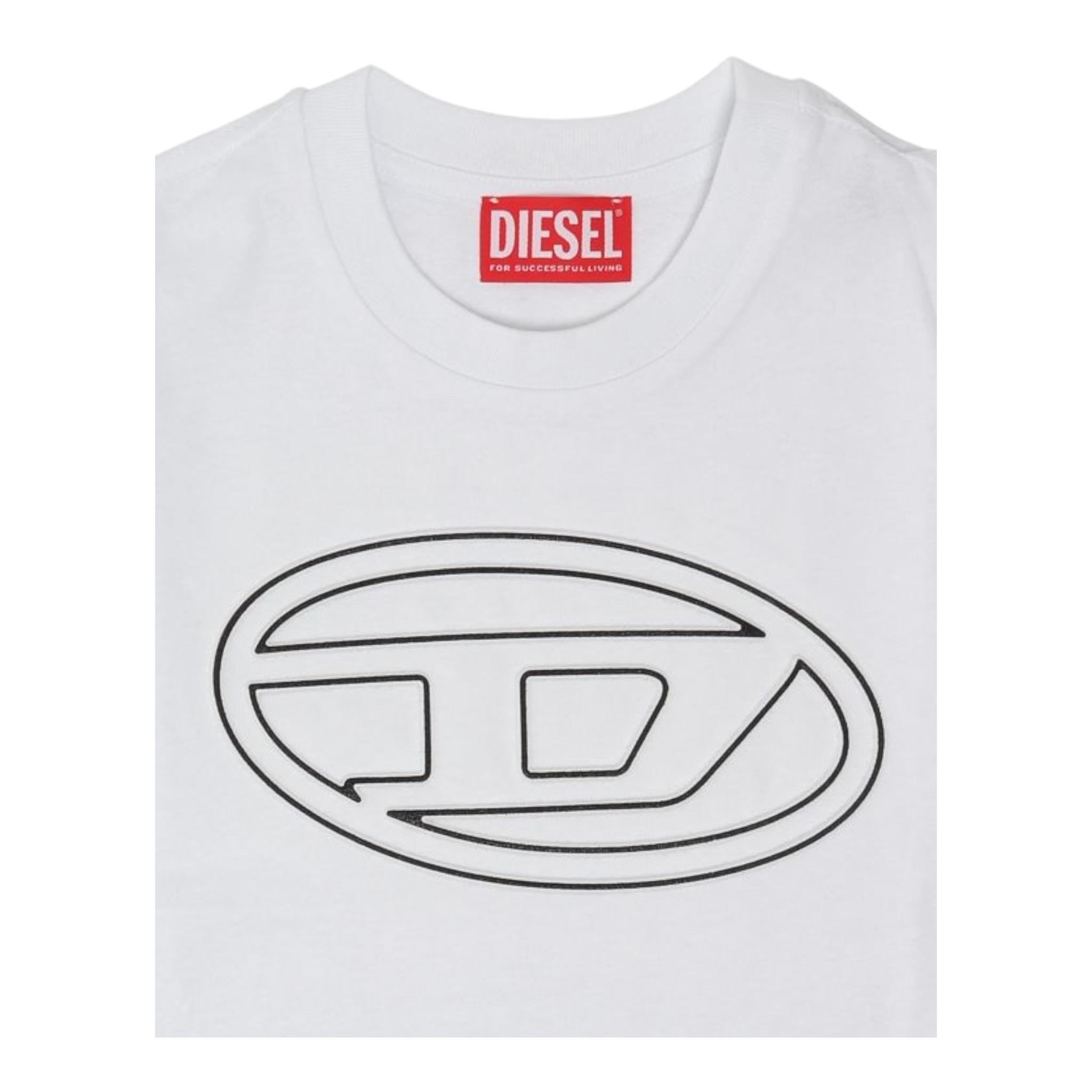 DIESEL t-shirt girocollo tinta unita con logo Bianco per Bambino J01788X BIANCO DIESEL