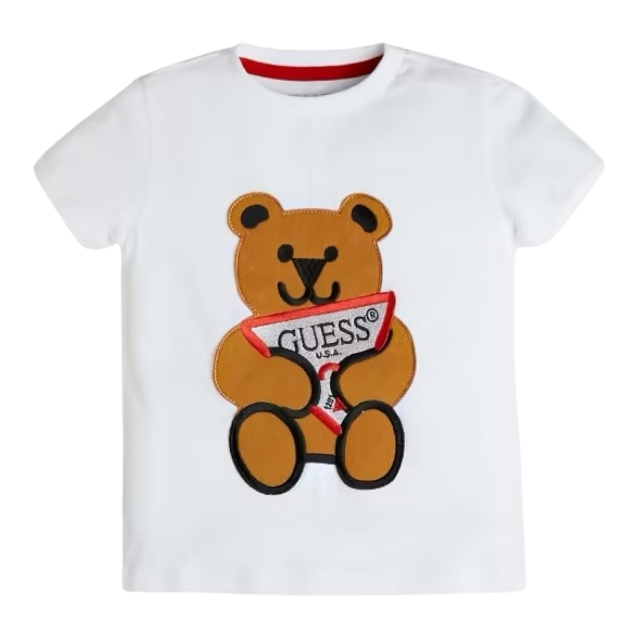 GUESS t-shirt girocollo tinta unita cn orso Bianco per Neonato N0BI22I3Z00 BIANCO GUESS