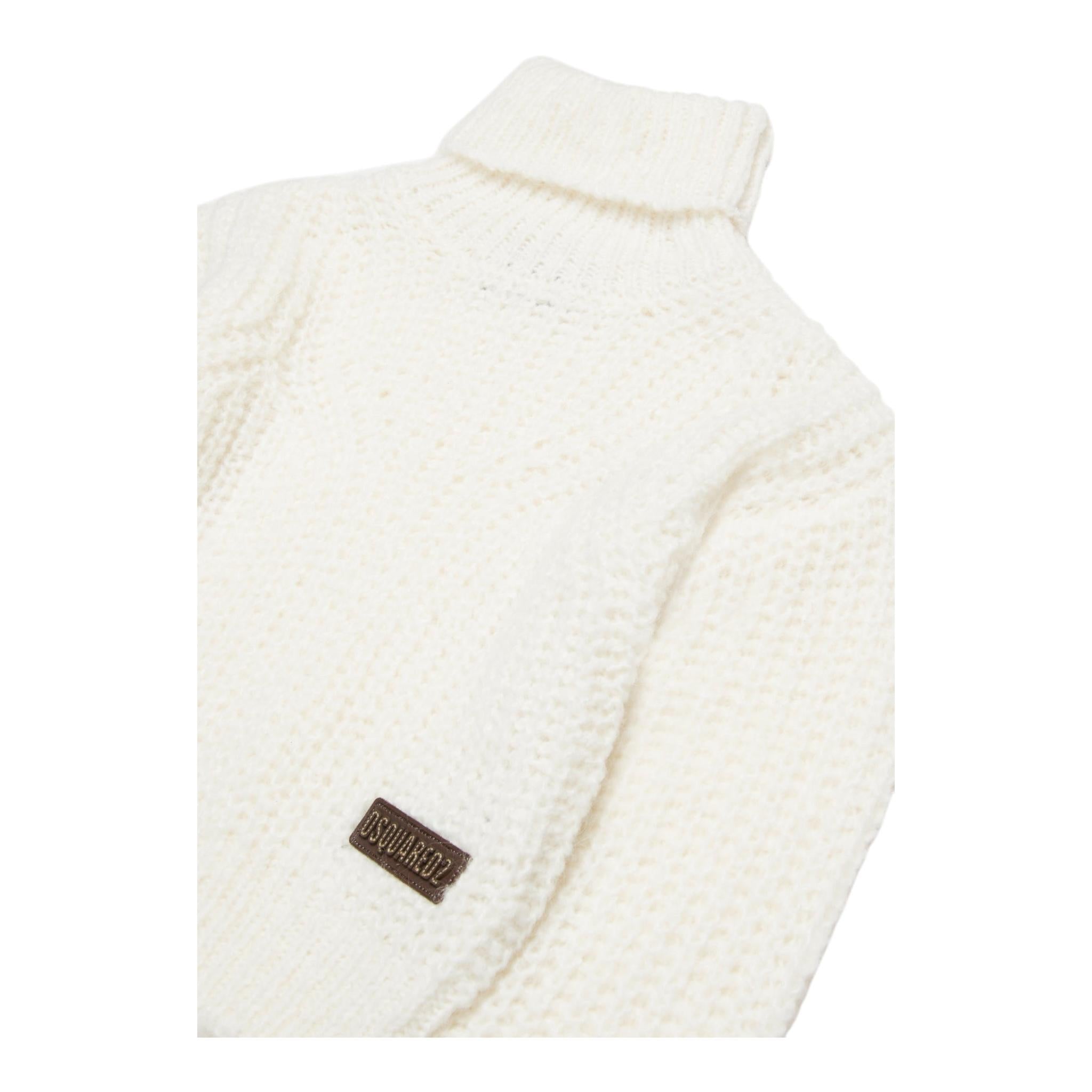 DSQUARED2 maglia collo alto tinta unita con logo Bianco per Bambina DQ2560 BIANCO DSQUARED2