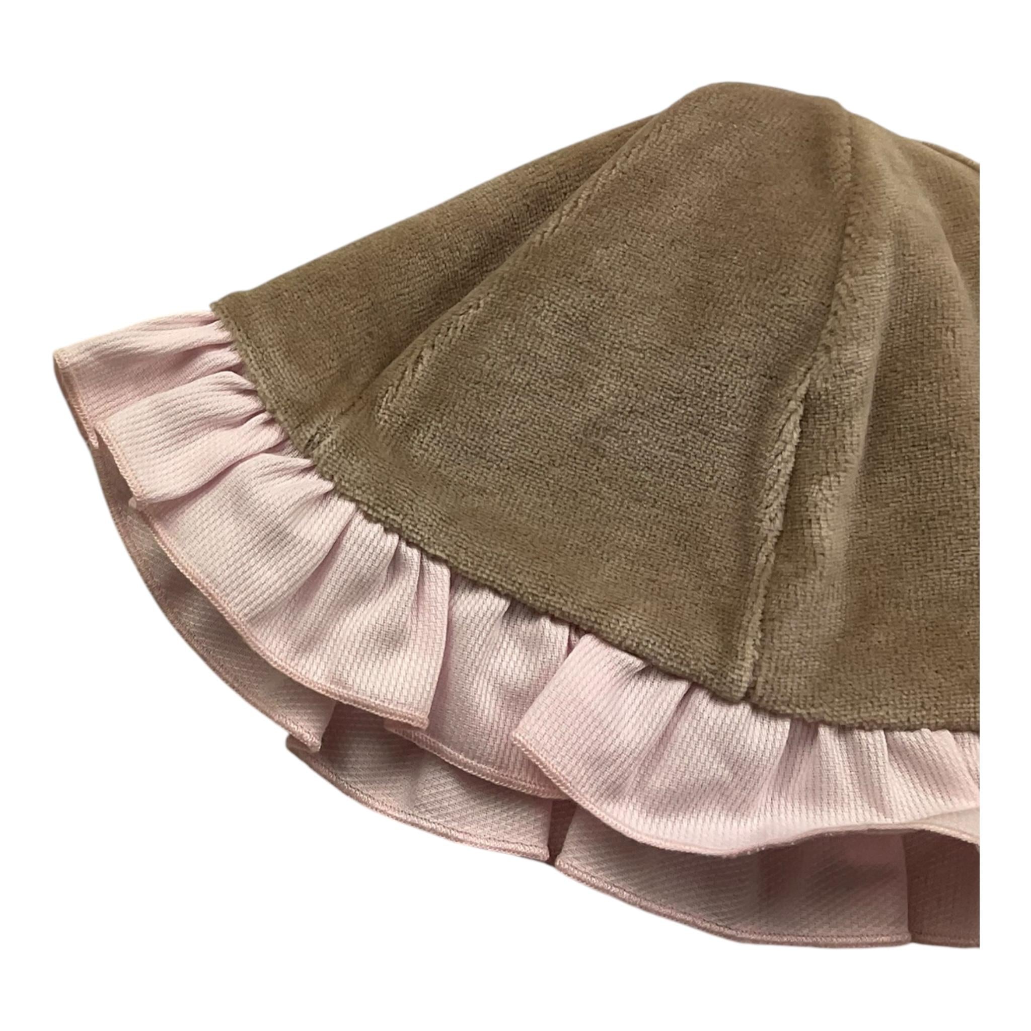 LA STUPENDERIA cappello tinta unita in velluto Beige per Neonata TBCP58X BEIGE LA STUPENDERIA