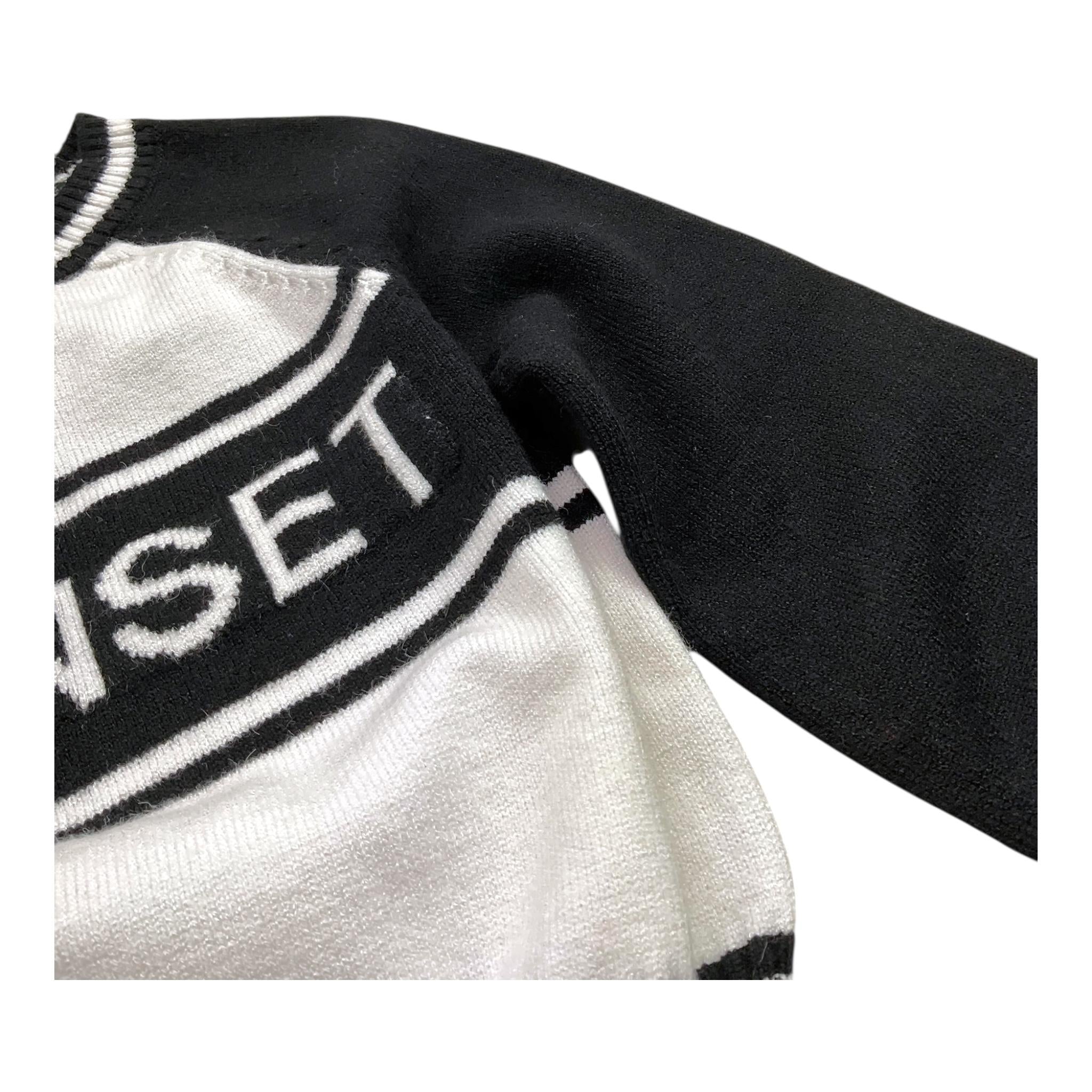 TWINSET maglia bicolore girocollo con logo ricamato Bianco/nero per Bambina 222GJ3190 BIANCO/NERO TWINSET