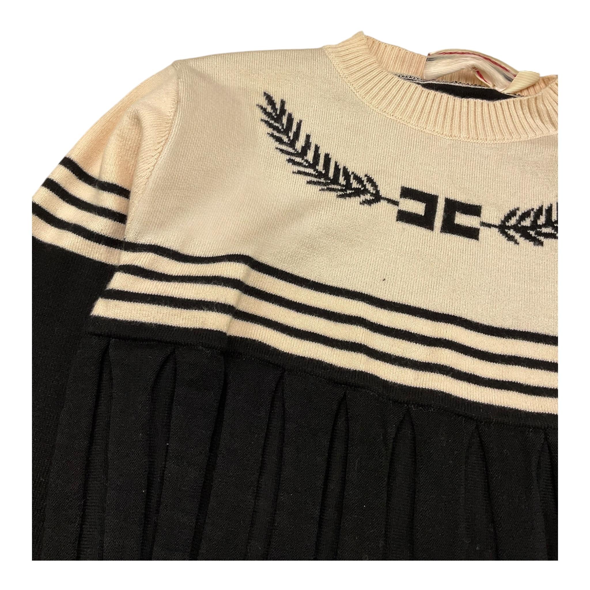 ELISABETTA FRANCHI abito in maglia bicolore girocollo Panna/nero per Bambina EFAB567X PANNA/NERO ELISABETTA FRANCHI