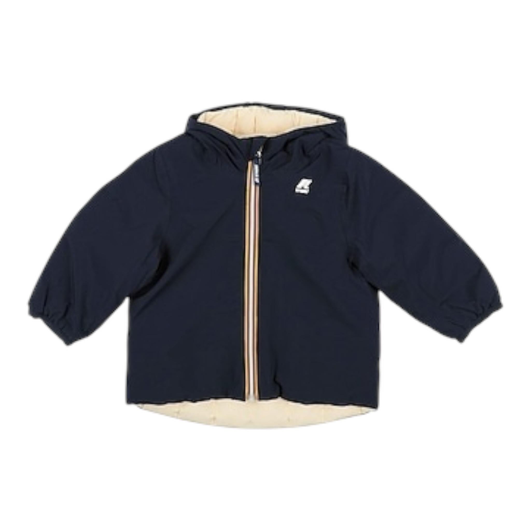 K-WAY giubbino reversibile con zip e cappucciobicolore Blu/beige per Neonato K7132PWM BLU/BEIGE K-WAY