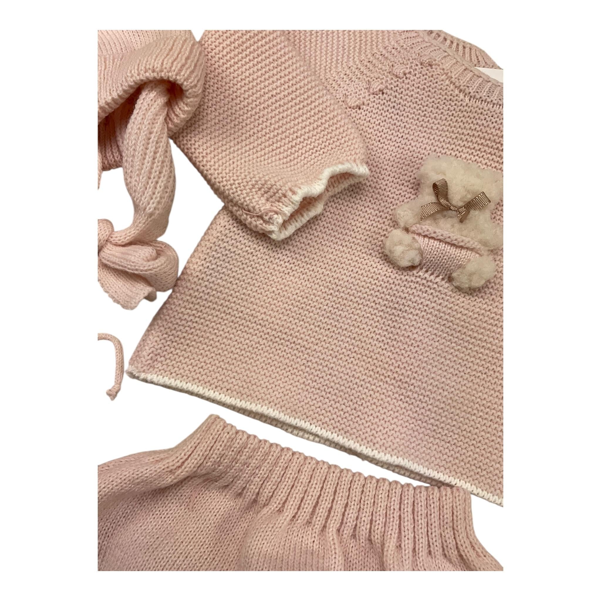 MAC ILUSIO'N completi 4 pezzi maglia-culotte-cappello-babbucce tinta unita Rosa per Neonata 9428 ROSA MAC ILUSIO'N