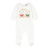 MOSCHINO tutina tinta unita manica lunga con stampa orso Bianco per Neonato MMY066 BIANCO MOSCHINO