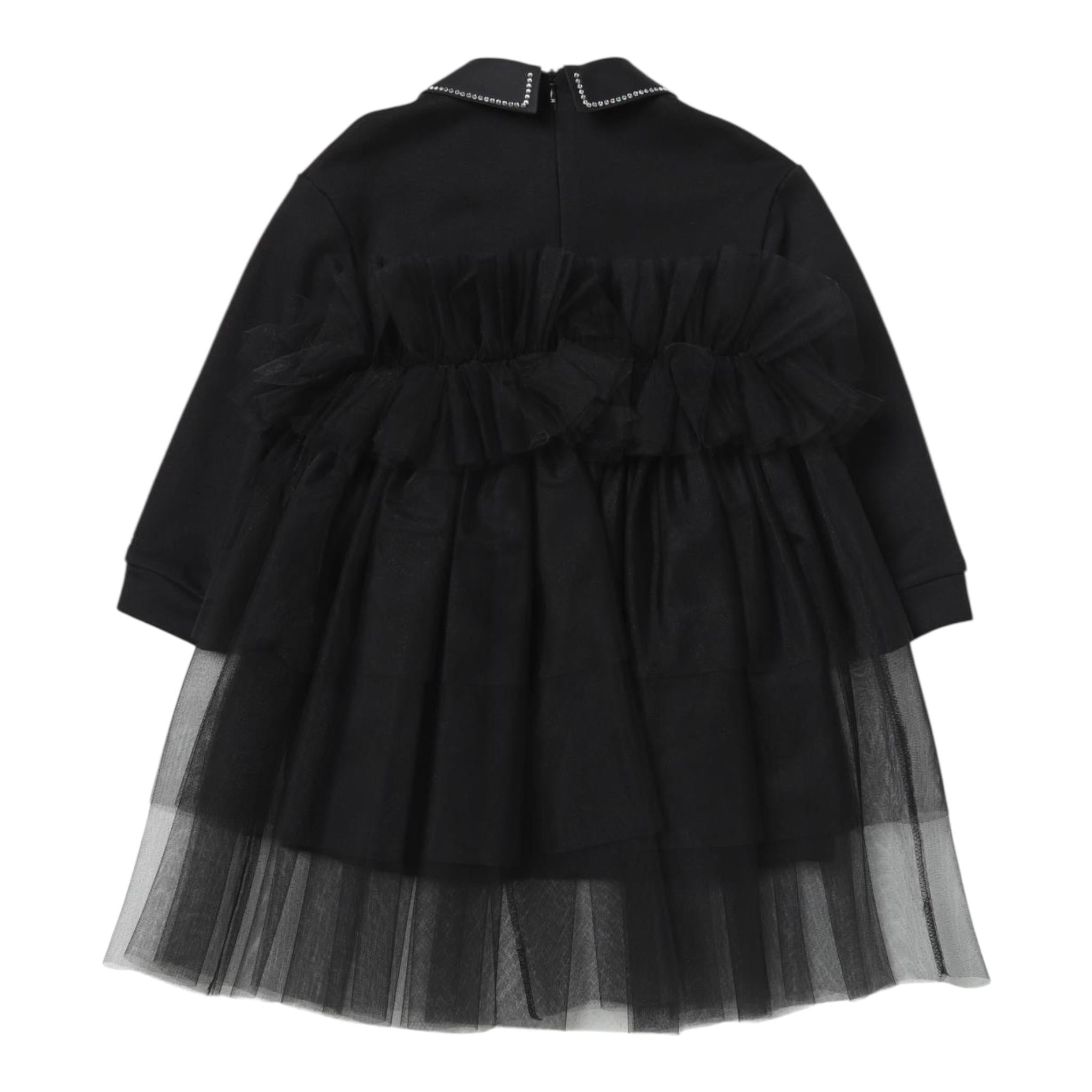 ELISABETTA FRANCHI abito manica lunga tinta unita cn gonna tulle Nero per Bambina EFAB499 NERO ELISABETTA FRANCHI