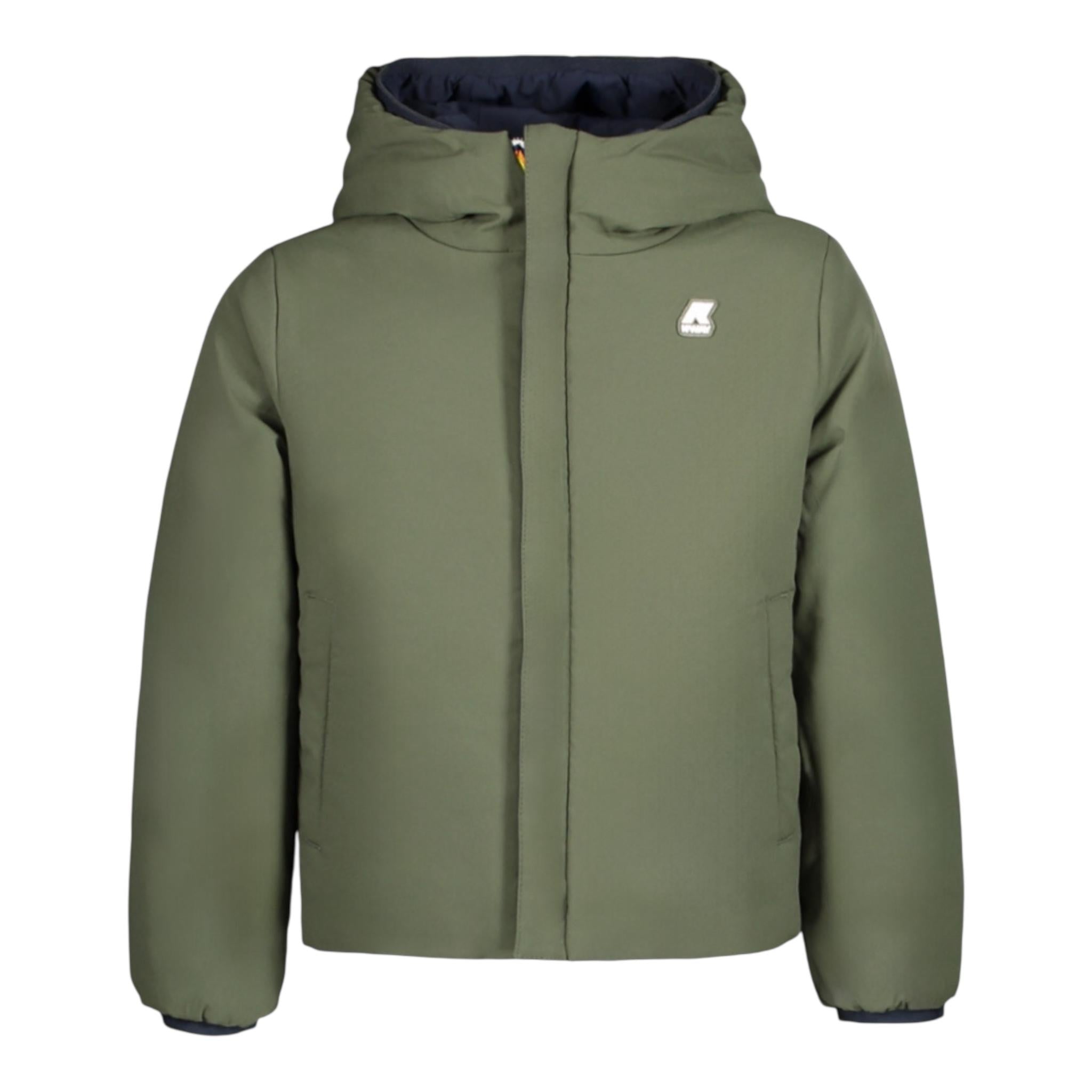 K-WAY giubbino reversibile bicolore con cappuccio Blu/verde per Bambino K71337WXXX BLU/VERDE K-WAY