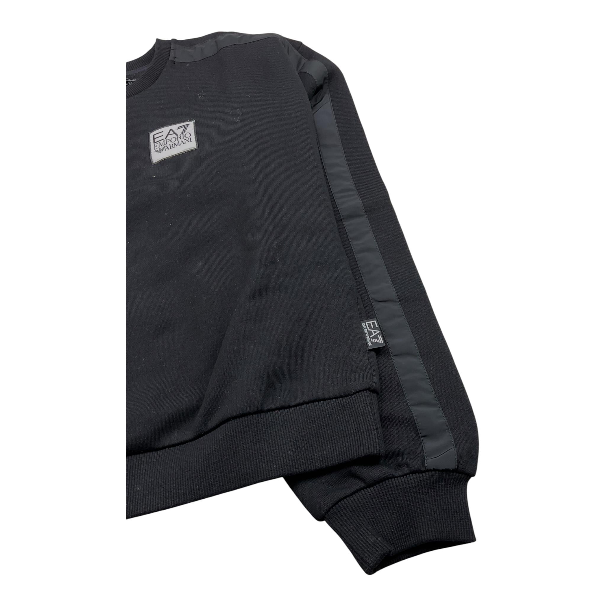 EMPORIO ARMANI felpa chiusa girocollo tinta unita con logo Nero per Bambino 6DFM09 NERO EMPORIO ARMANI